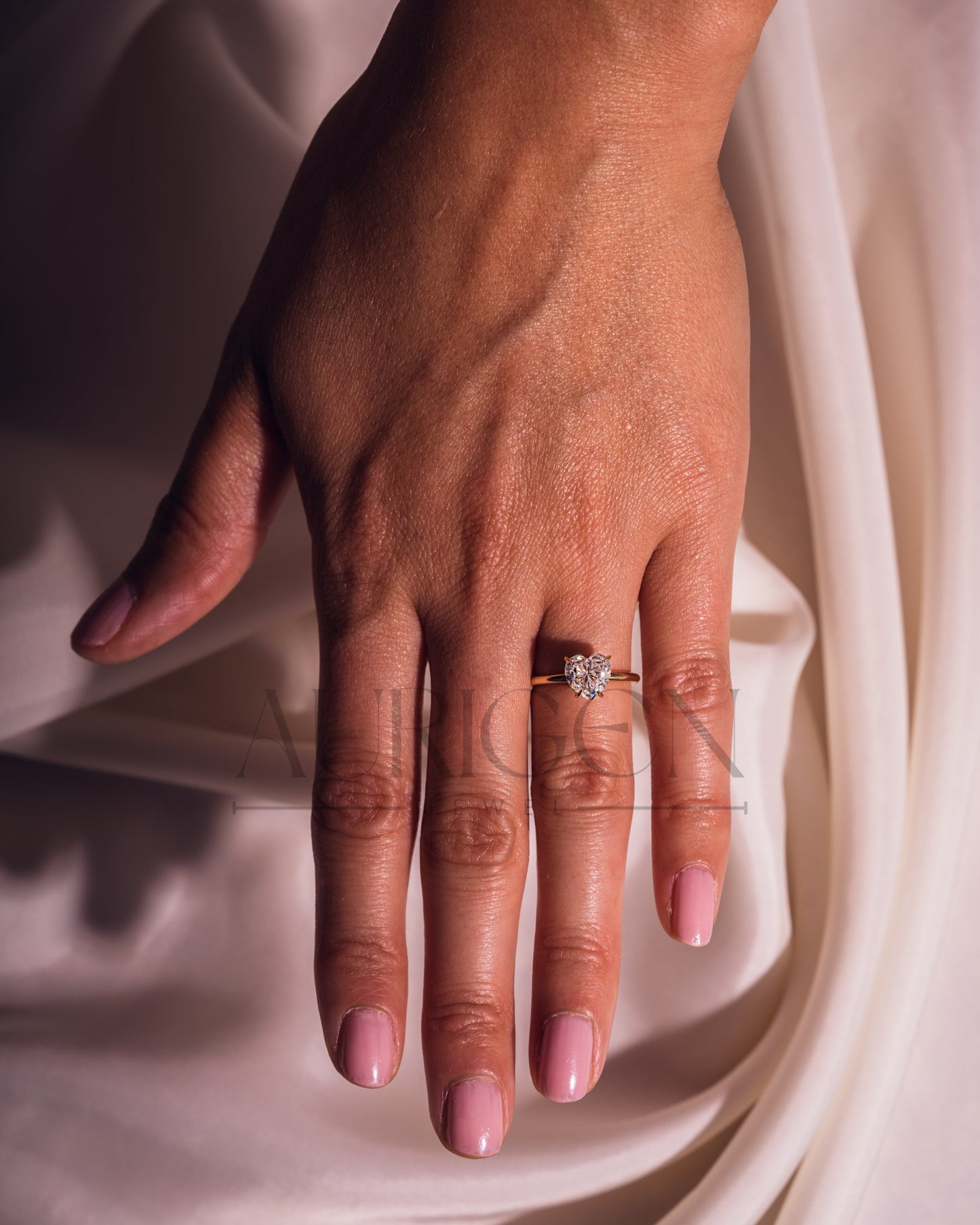 Solitaire Heart Cut Moissanite and Lab Grown Diamond Engagement Ring