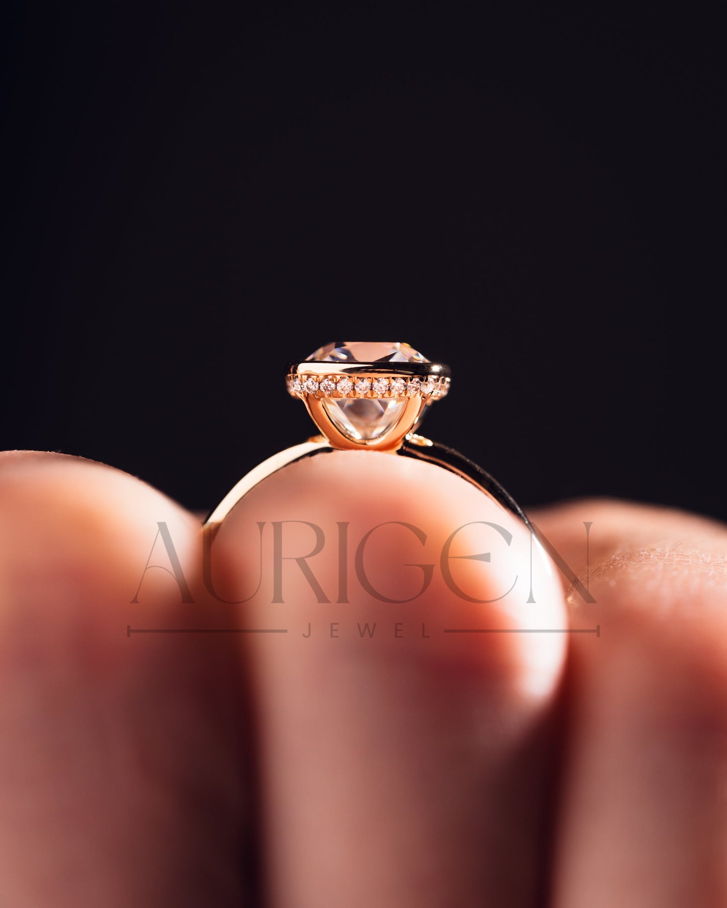Elegant 2ct Cushion Cut Moissanite and Lab Grown Bezel Set Ring - 14K Solid Gold