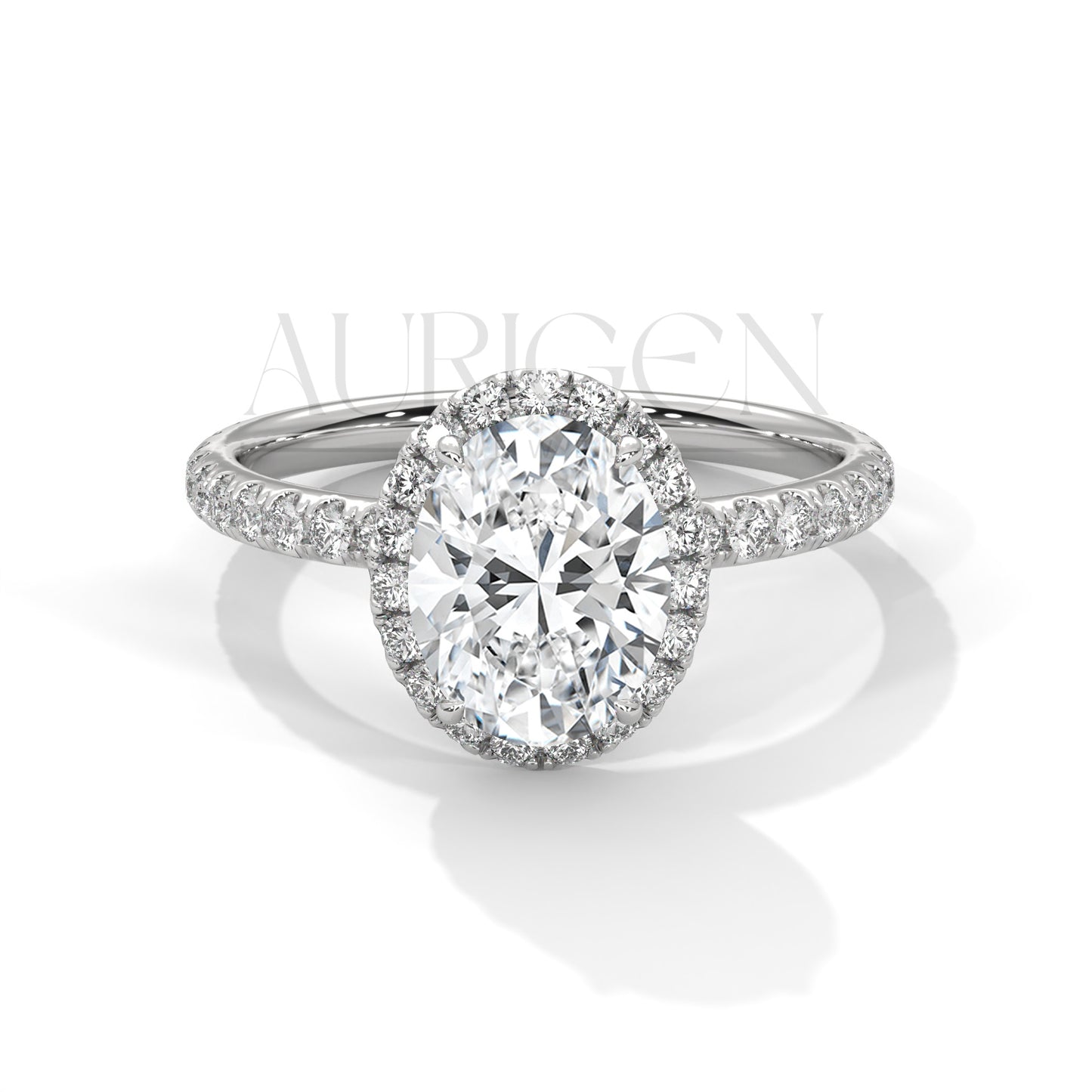 Timeless 18K Solid Gold Engagement Ring with Oval Cut Diamond and Halo Design