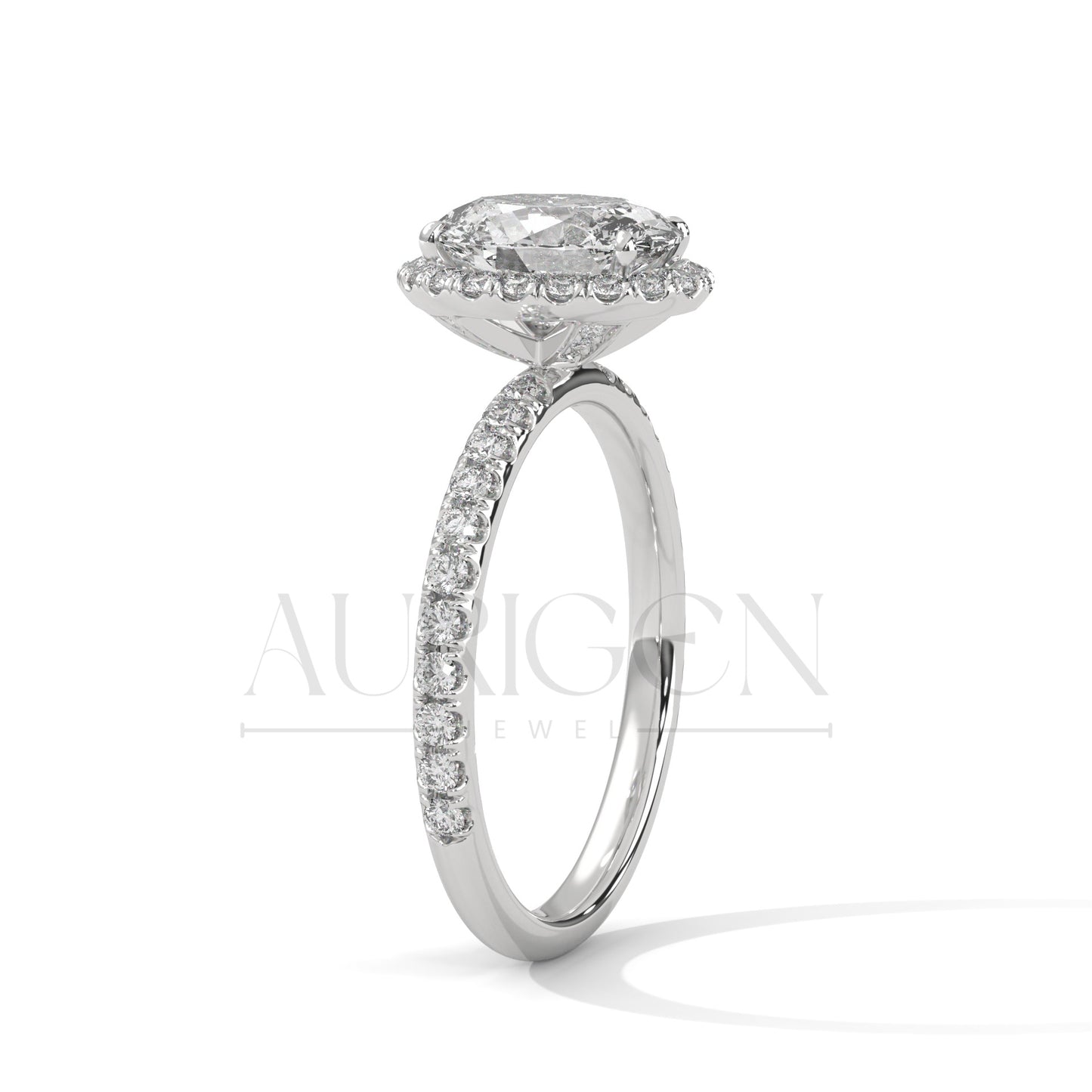 Timeless 18K Solid Gold Engagement Ring with Oval Cut Diamond and Halo Design