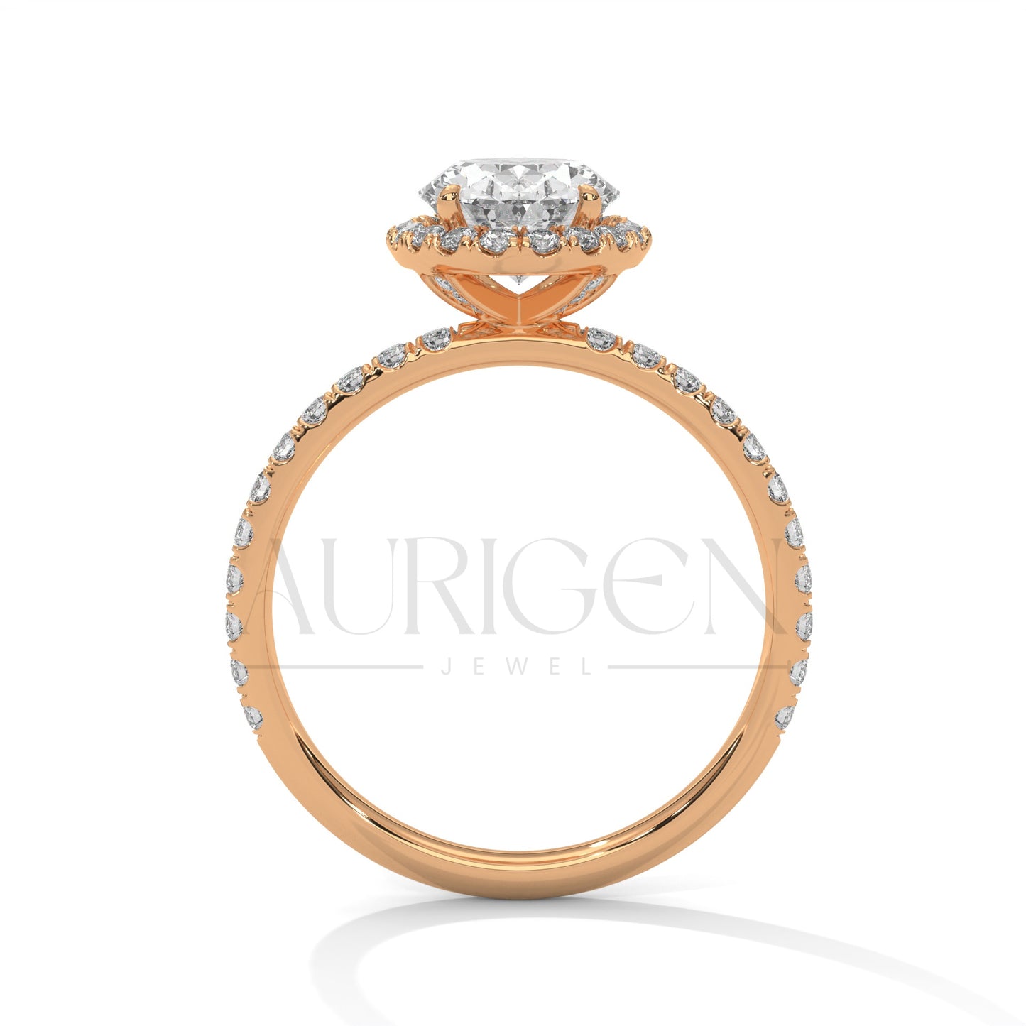 Timeless 18K Solid Gold Engagement Ring with Oval Cut Diamond and Halo Design