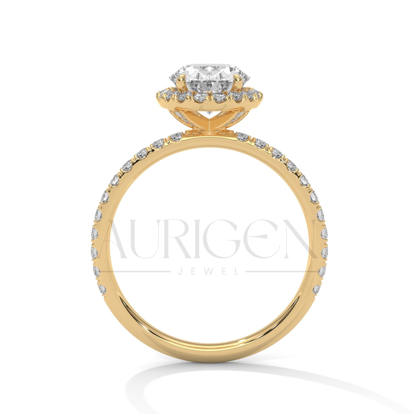 Timeless 18K Solid Gold Engagement Ring with Oval Cut Diamond and Halo Design