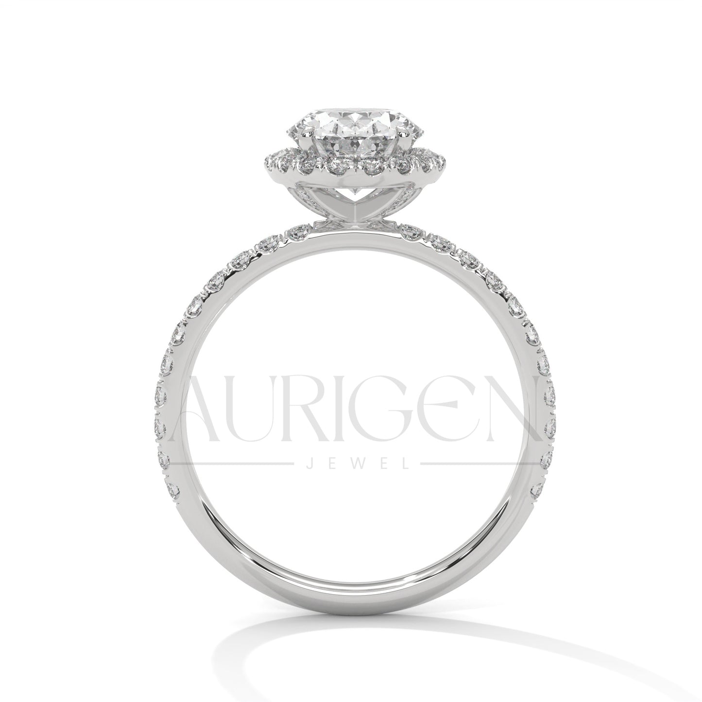 Timeless 18K Solid Gold Engagement Ring with Oval Cut Diamond and Halo Design