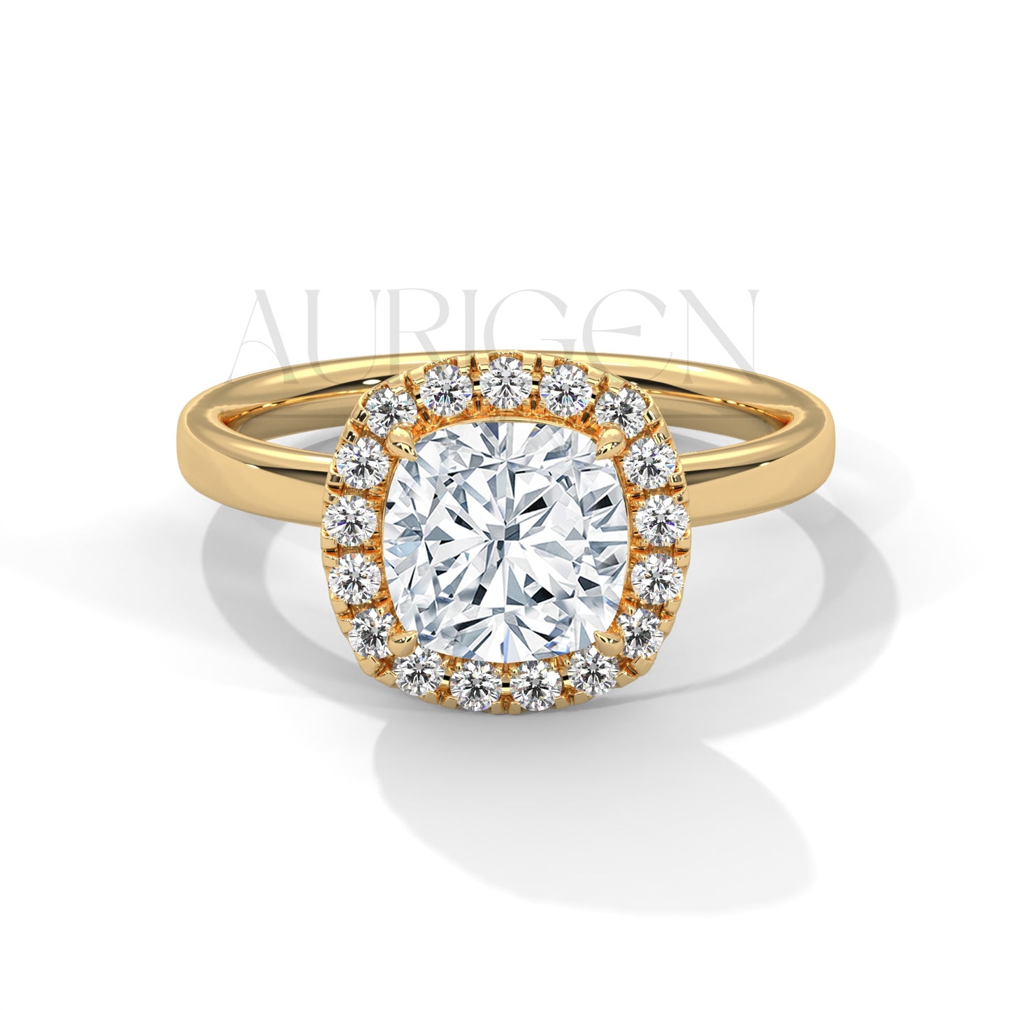 14K Solid Gold 2.00 CT Cushion Cut Diamond Halo Engagement Ring