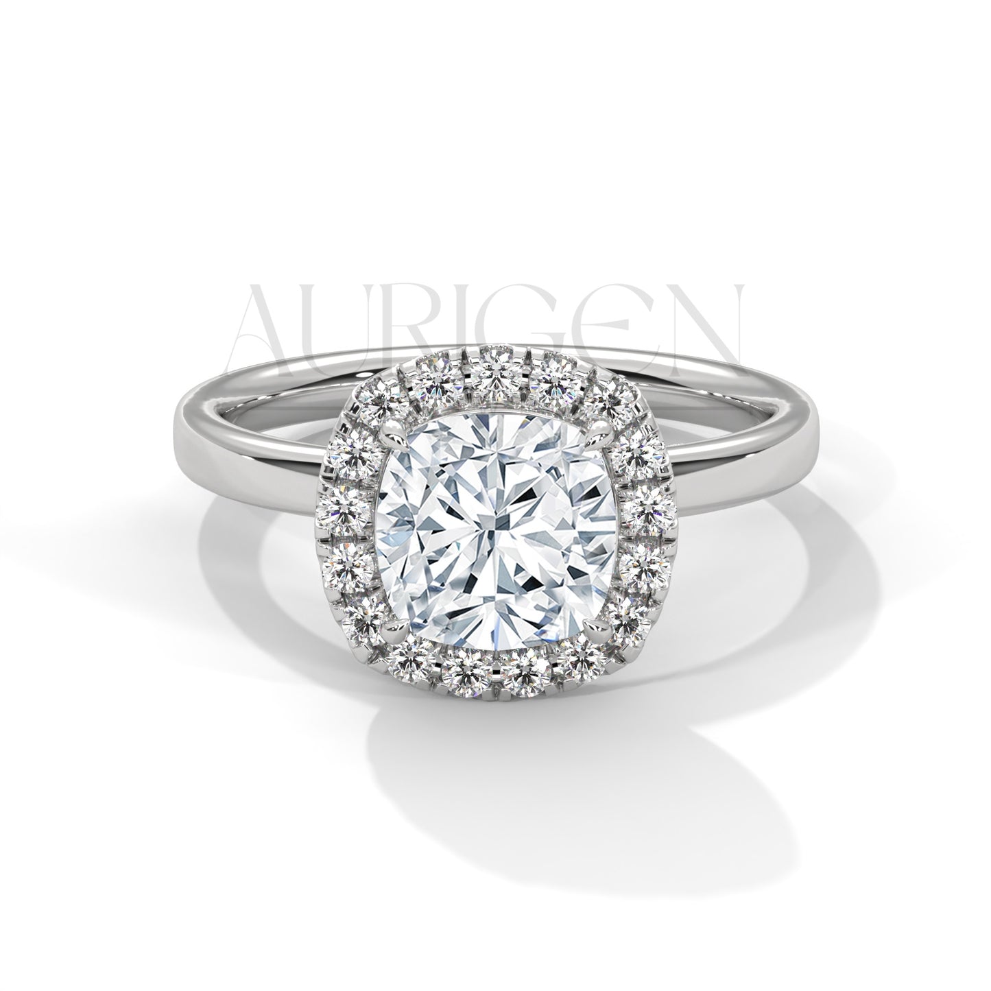 14K Solid Gold 2.00 CT Cushion Cut Diamond Halo Engagement Ring