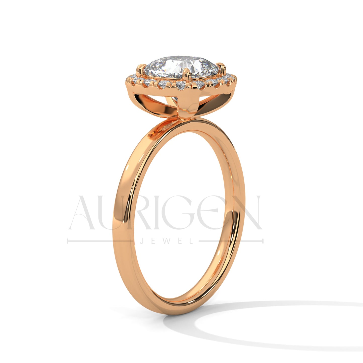 14K Solid Gold 2.00 CT Cushion Cut Diamond Halo Engagement Ring