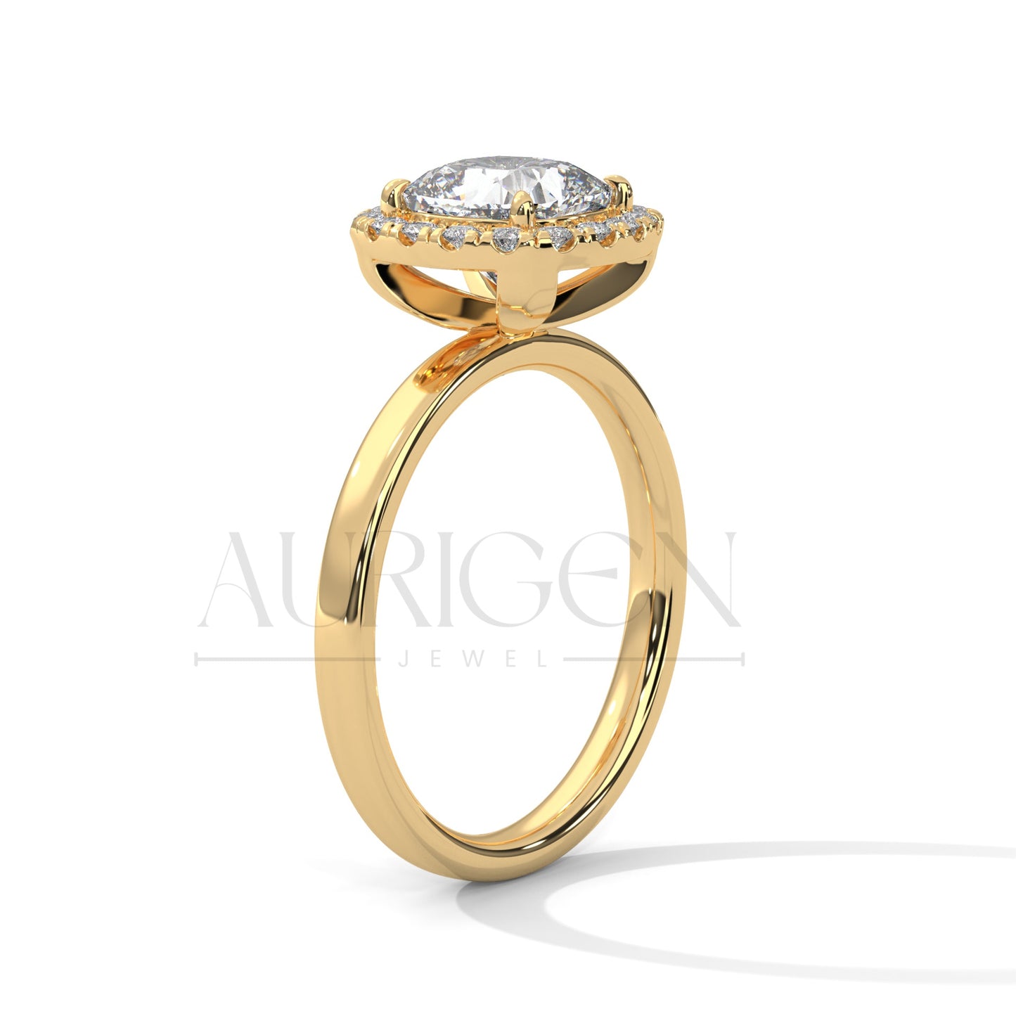 14K Solid Gold 2.00 CT Cushion Cut Diamond Halo Engagement Ring