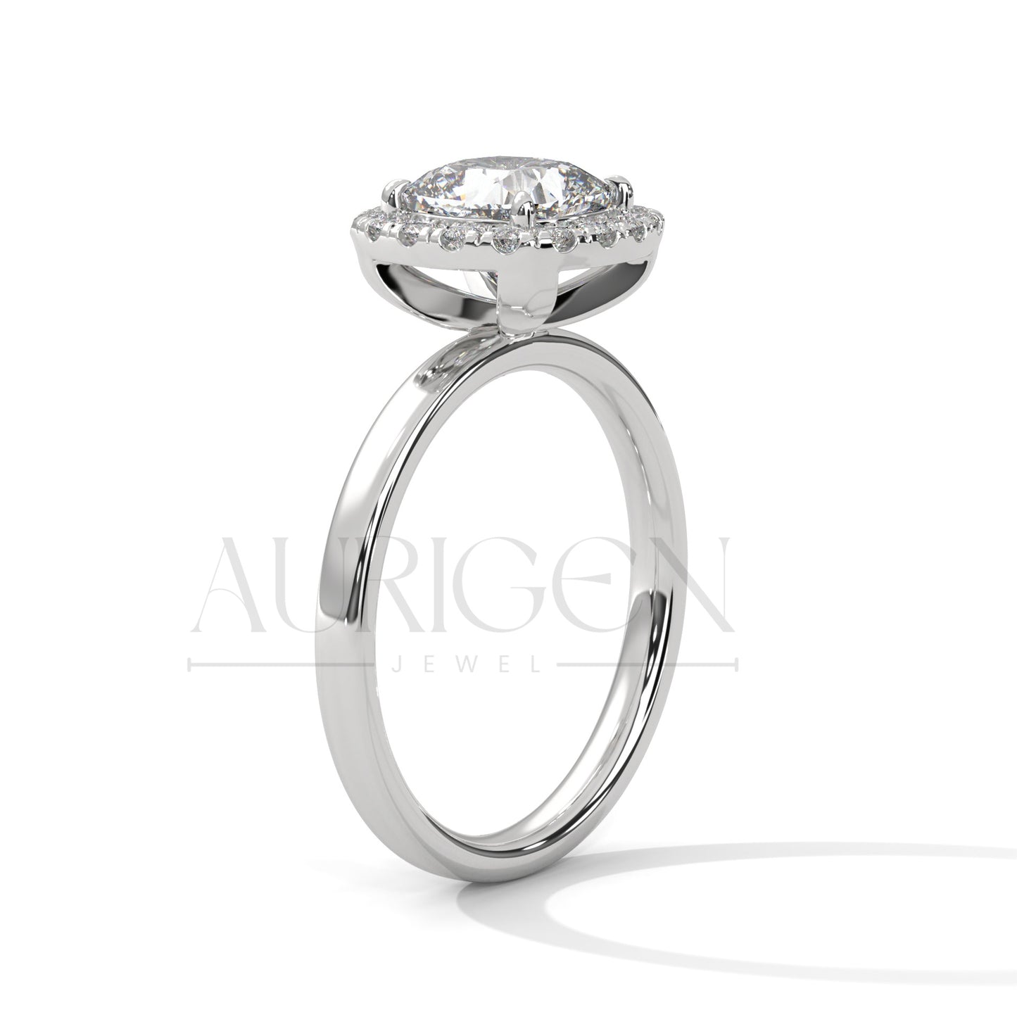 14K Solid Gold 2.00 CT Cushion Cut Diamond Halo Engagement Ring