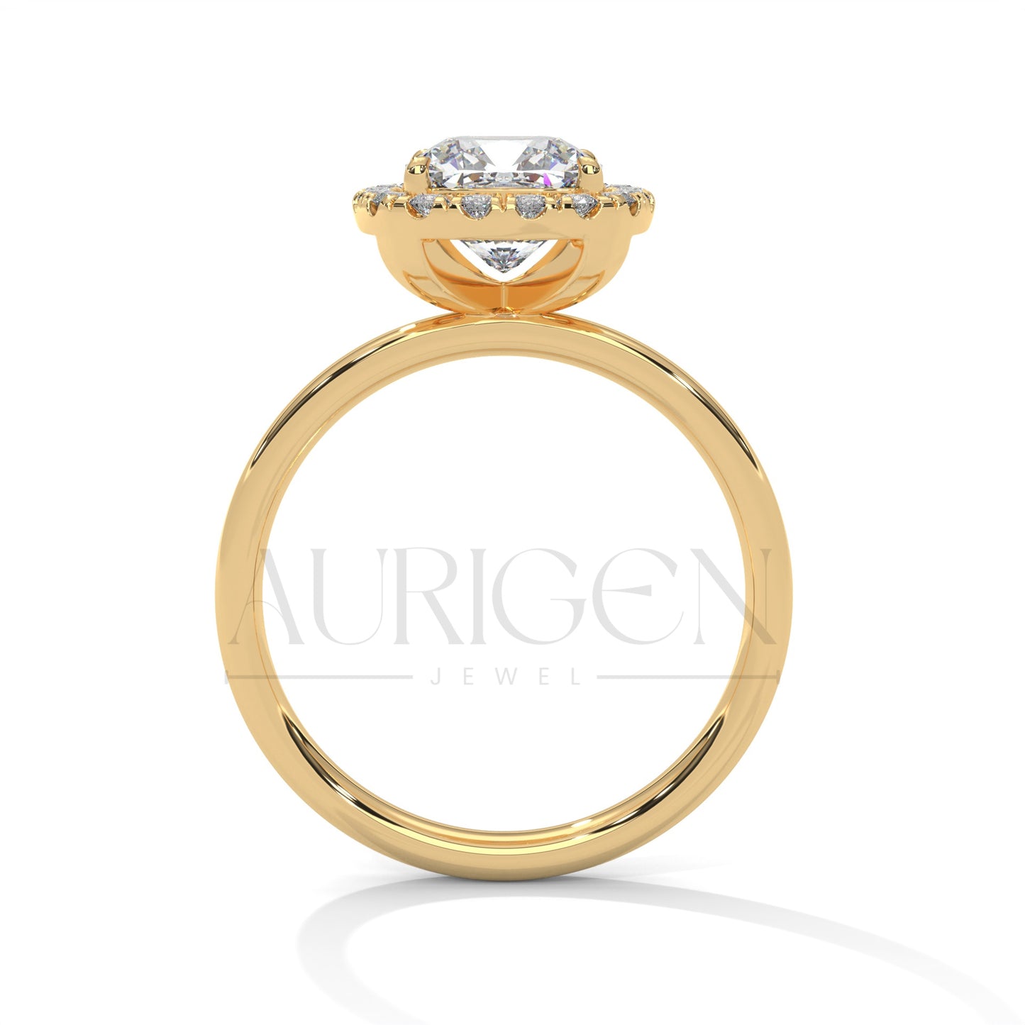 14K Solid Gold 2.00 CT Cushion Cut Diamond Halo Engagement Ring