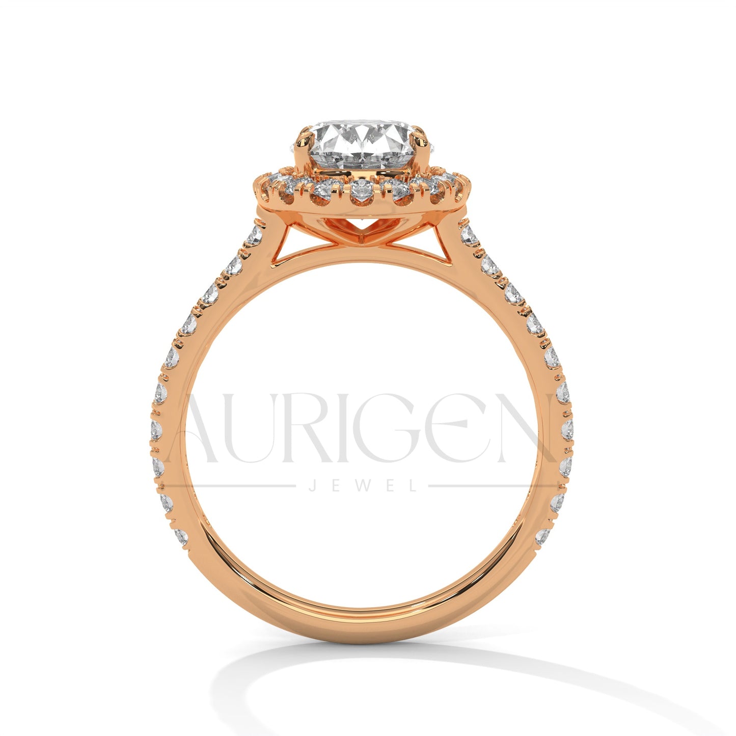 Dazzling 14K Solid Gold Engagement Ring Oval Cut Moissanite Diamond Halo and Pave Setting Ring