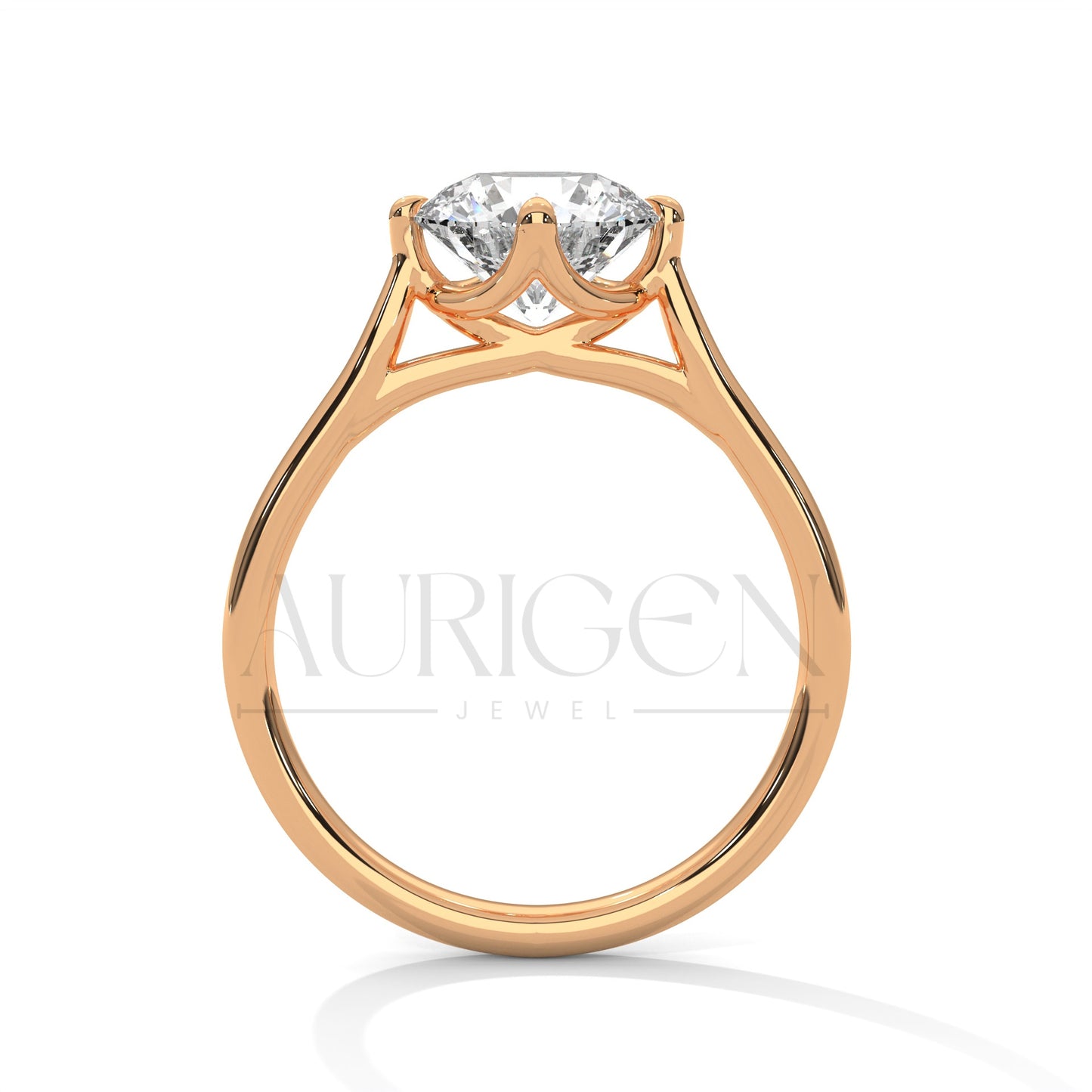 Round Brilliant Cut Solitaire Engagement Ring in 14K Yellow Gold Classic 4 Prong Setting
