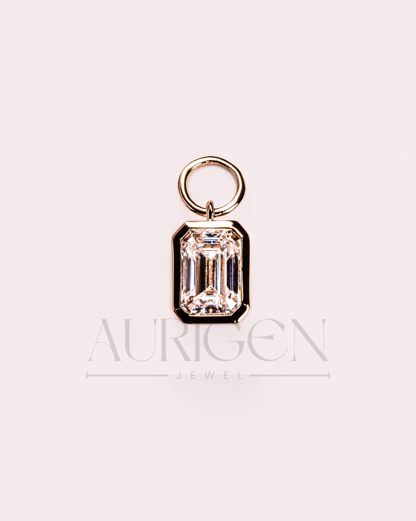 Full Bezel Setting Emerald Cut Moissanite and Lab Grown Diamond Necklace