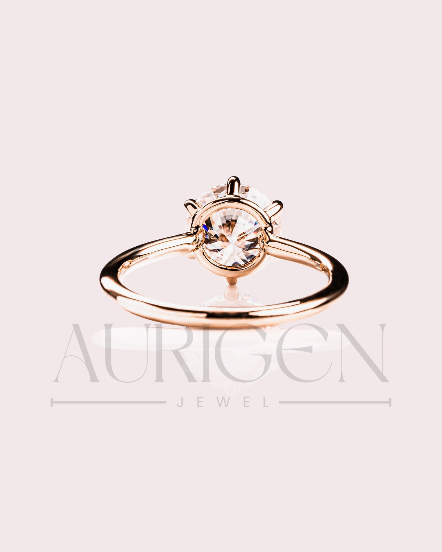 Classic Round Cut Solitaire Ring in 14K Solid Gold-Lab Grown and Moissanite Diamond