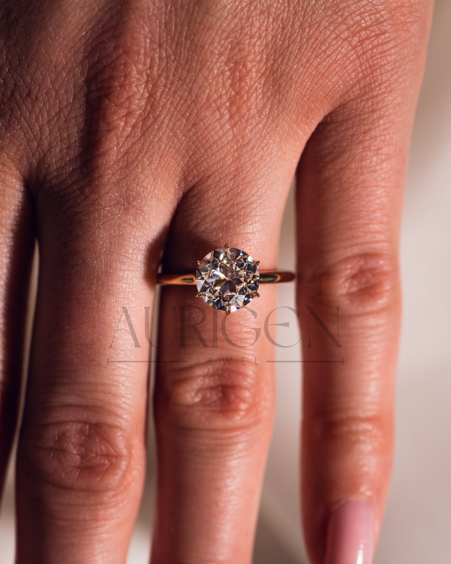 Classic Round Cut Solitaire Ring in 14K Solid Gold-Lab Grown and Moissanite Diamond