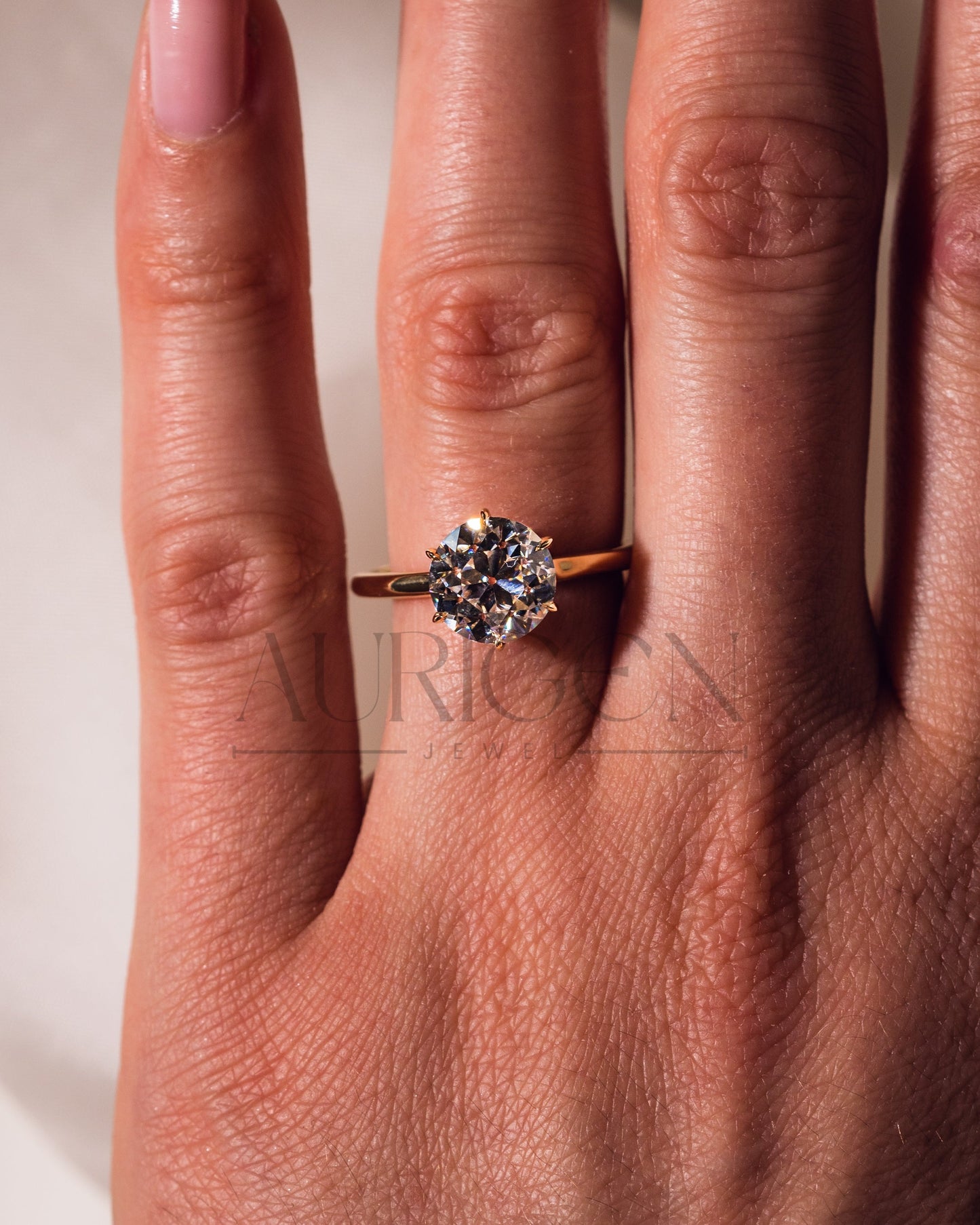 Classic Round Cut Solitaire Ring in 14K Solid Gold-Lab Grown and Moissanite Diamond