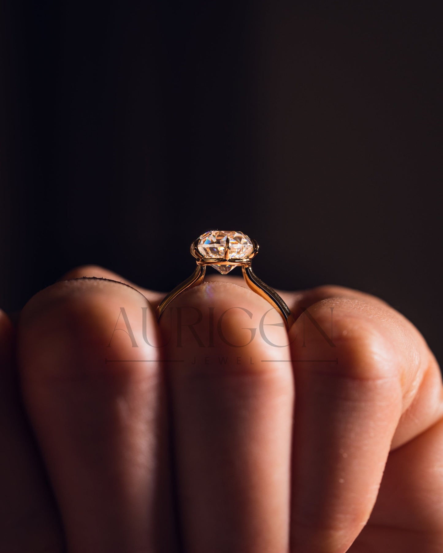 Classic Round Cut Solitaire Ring in 14K Solid Gold-Lab Grown and Moissanite Diamond