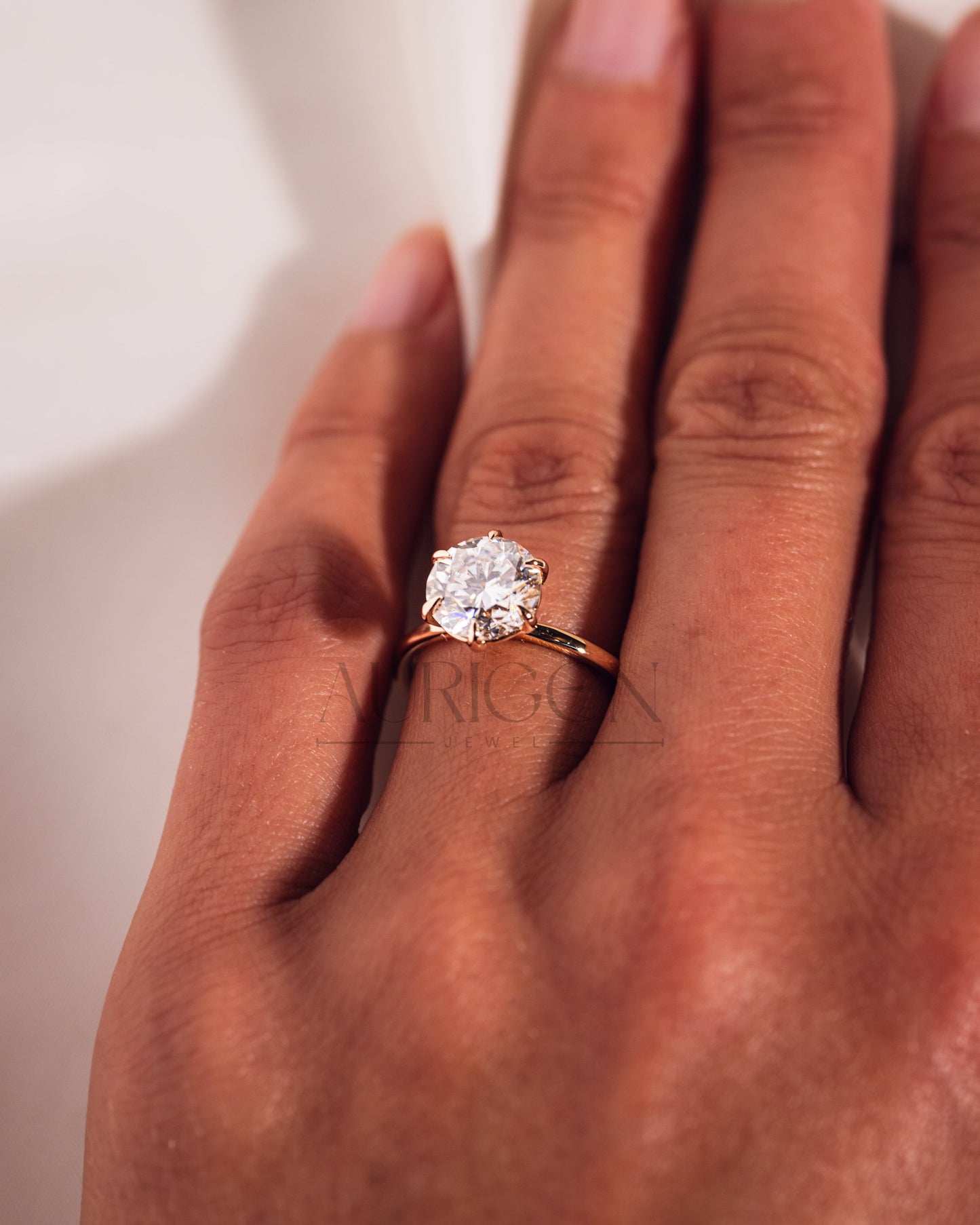 Round Cut Moissanite and Lab Grown Diamond Ring – Solitaire Setting in Solid Gold