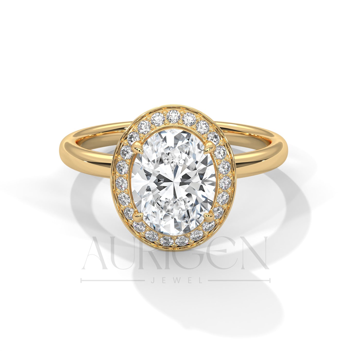 Sparkly 2.00 CT Oval Cut Moissanite Diamond Halo Engagement Ring