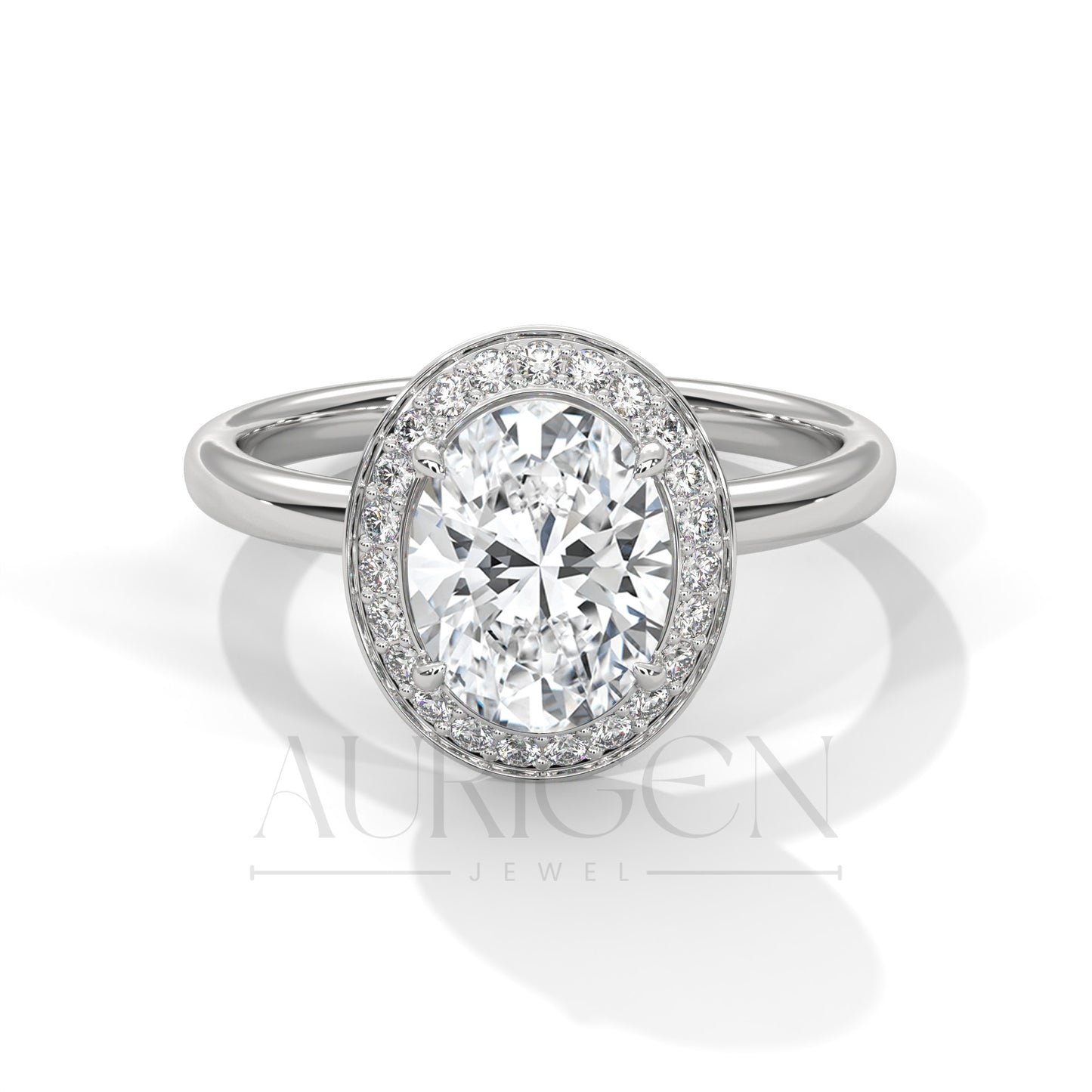Sparkly 2.00 CT Oval Cut Moissanite Diamond Halo Engagement Ring