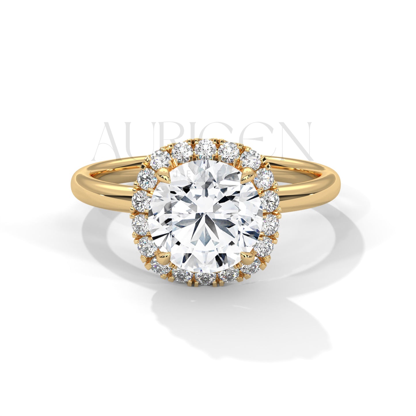 2 CT Round Brilliant Halo Diamond Ring in 14K Solid Gold