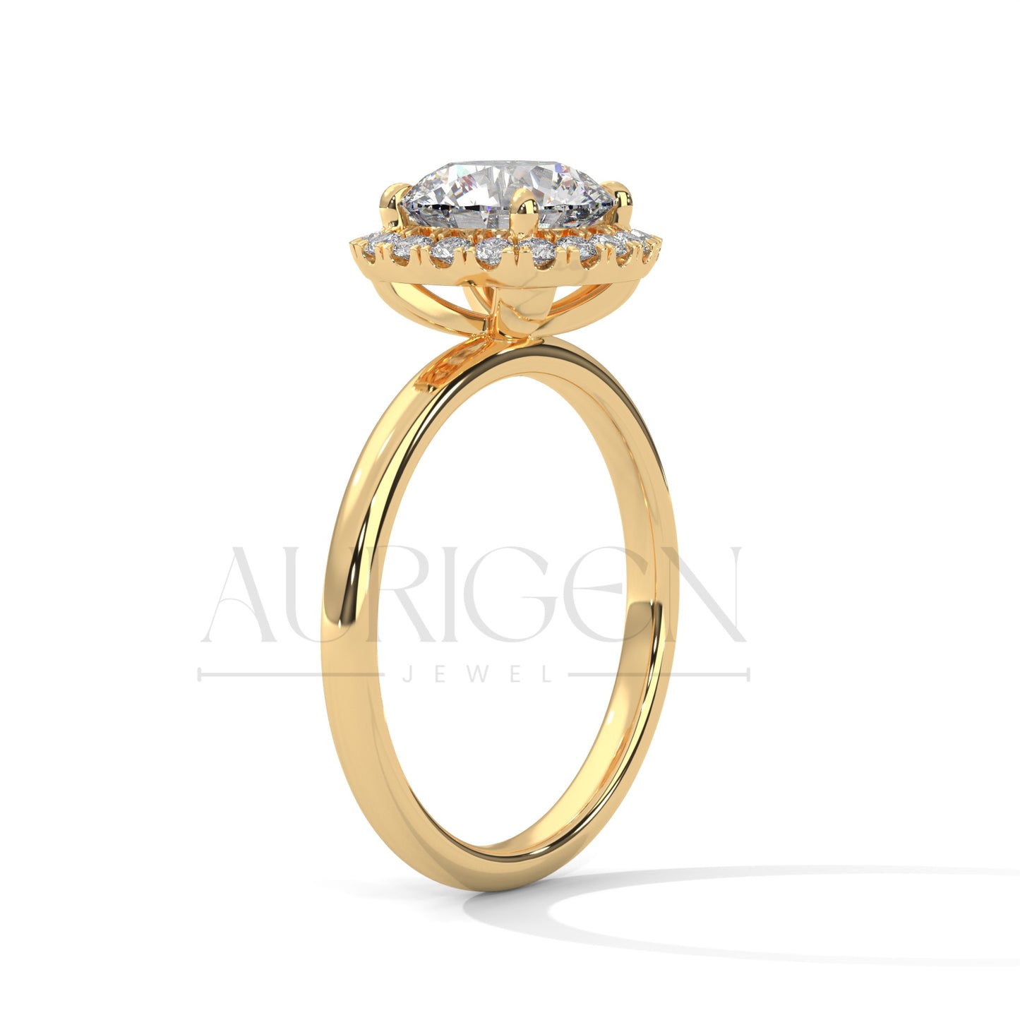 2 CT Round Brilliant Halo Diamond Ring in 14K Solid Gold