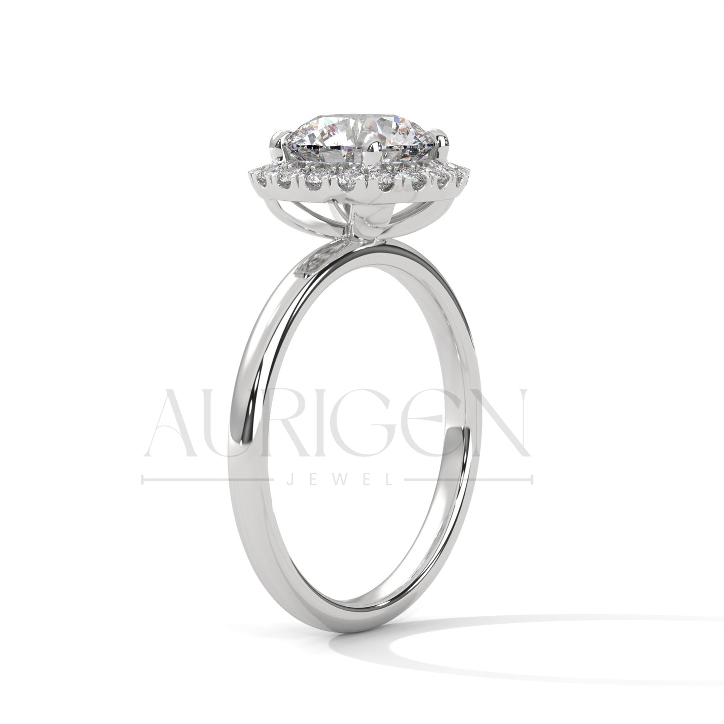2 CT Round Brilliant Halo Diamond Ring in 14K Solid Gold