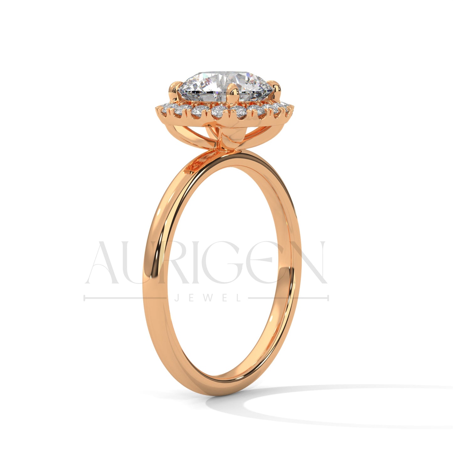 2 CT Round Brilliant Halo Diamond Ring in 14K Solid Gold