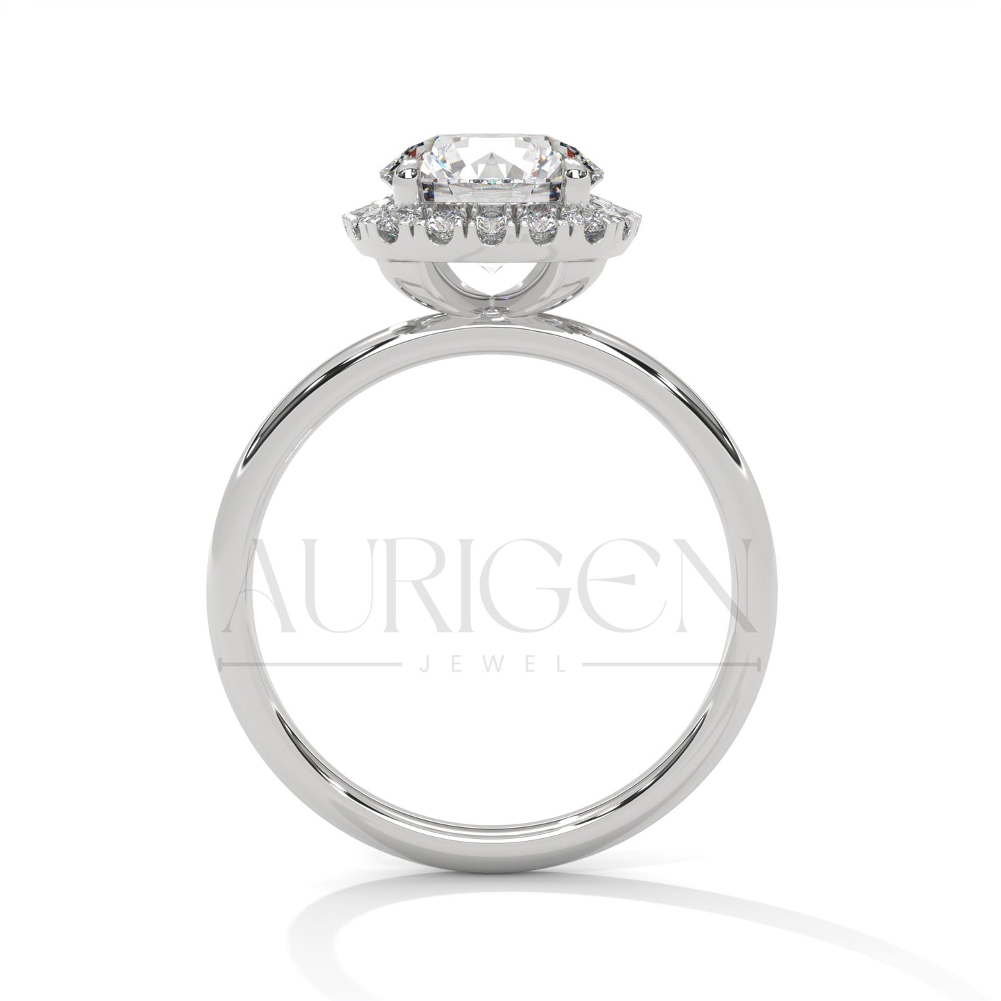 2 CT Round Brilliant Halo Diamond Ring in 14K Solid Gold