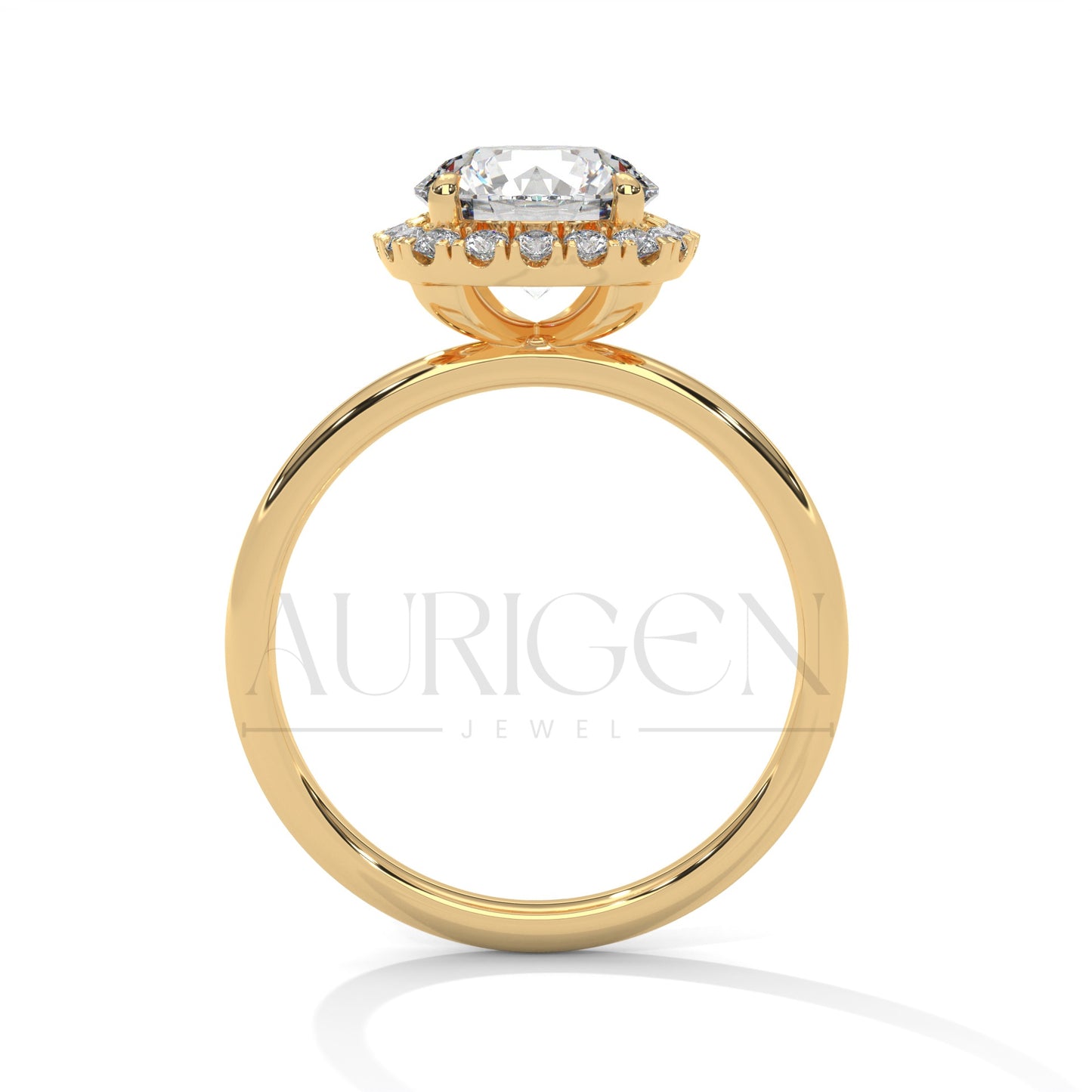 2 CT Round Brilliant Halo Diamond Ring in 14K Solid Gold