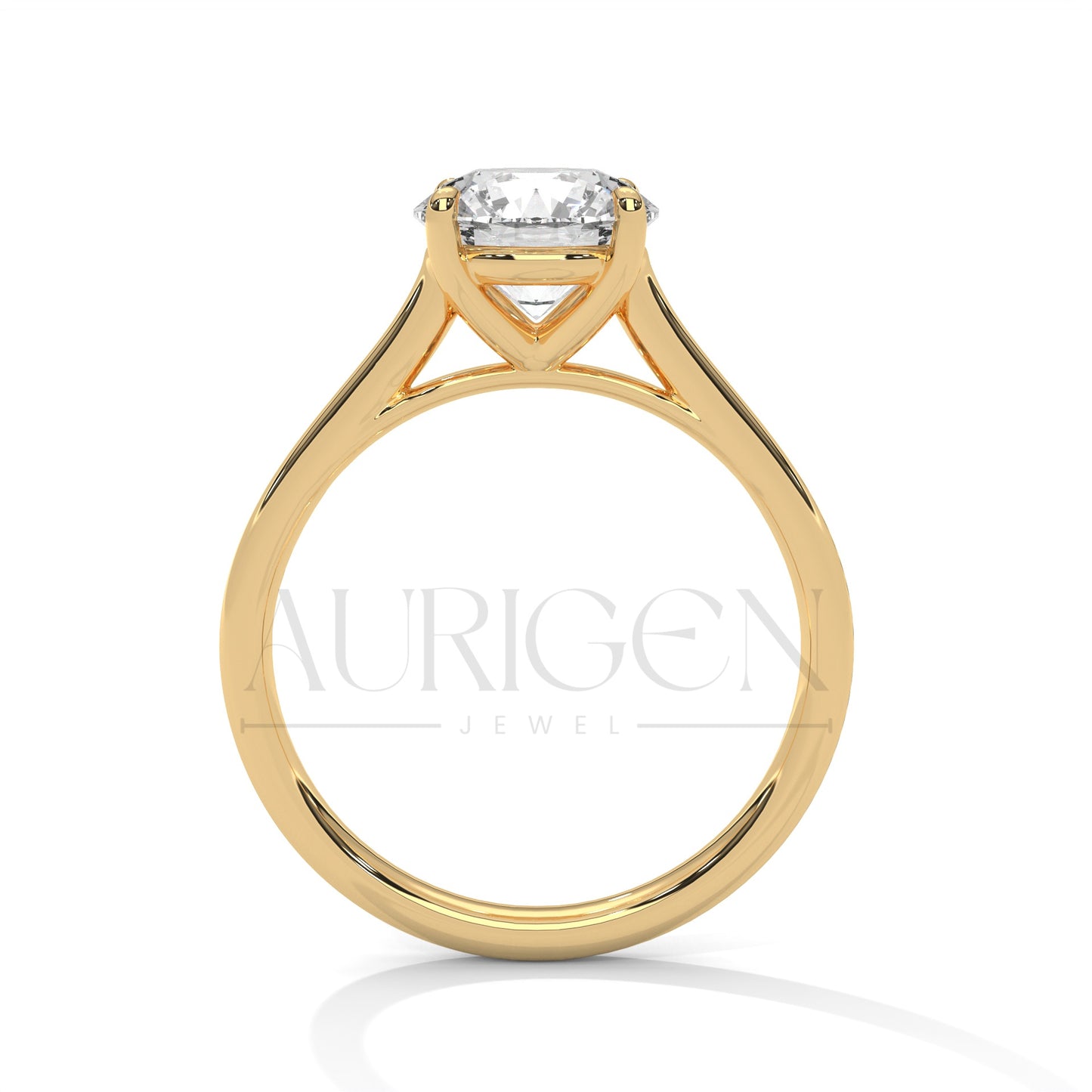 Minimalist 2.0 CT Round Diamond Solitaire Engagement Ring in 14K Solid Gold