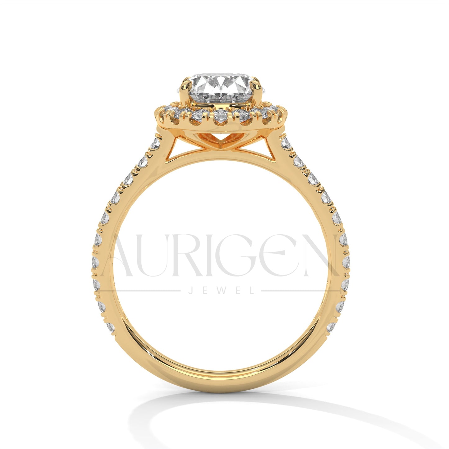 Dazzling 14K Solid Gold Engagement Ring Oval Cut Moissanite Diamond Halo and Pave Setting Ring