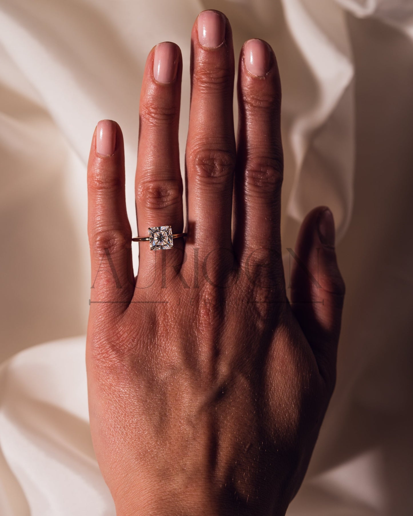 Timeless Sparkle: Princess Cut Moissanite and Lab Grown Diamond Ring