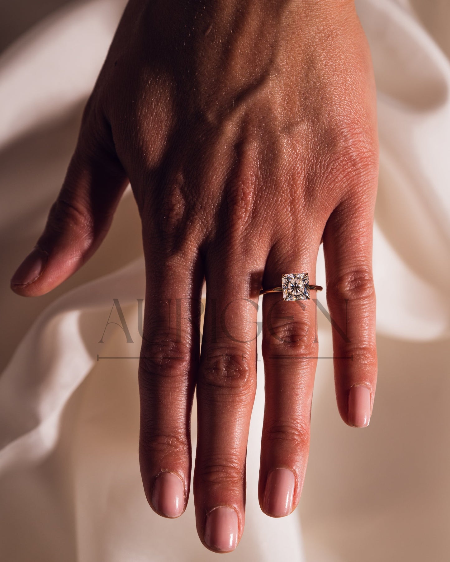 Timeless Sparkle: Princess Cut Moissanite and Lab Grown Diamond Ring