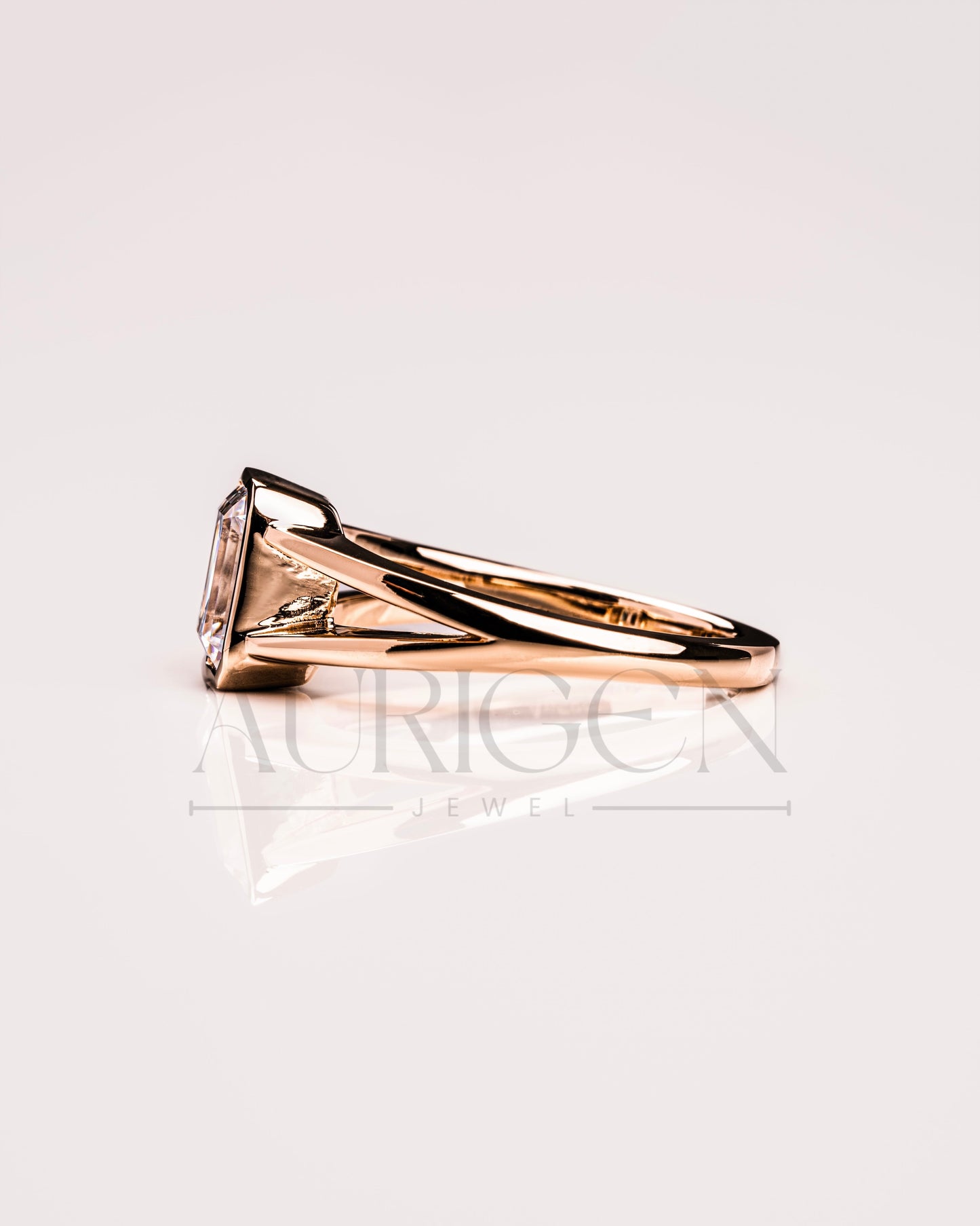 Timeless Emerald Cut Lab Grown and Moissanite Diamond Ring – Bezel Setting 14K Solid Gold