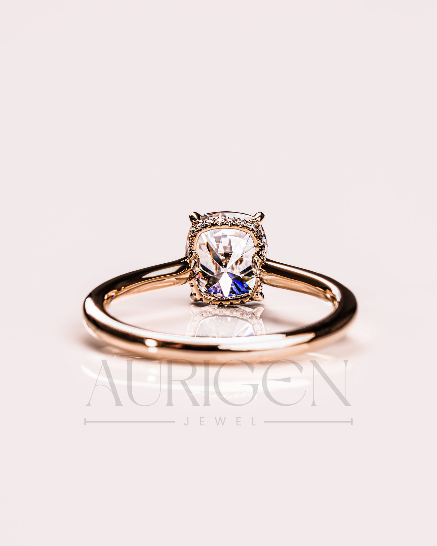 Solitaire Cushion Cut Engagement Ring - Moissanite and Lab Grown Diamond