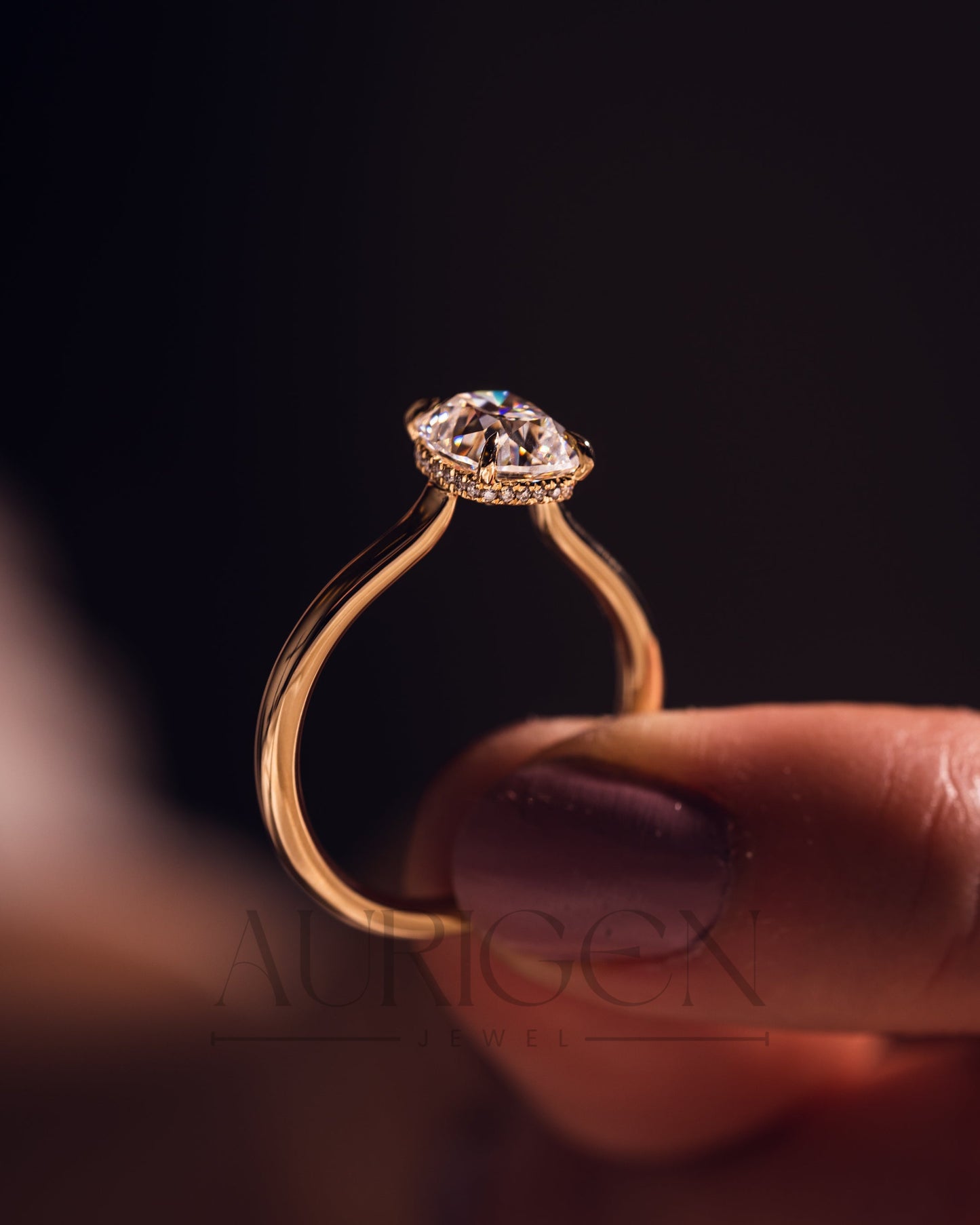 Solitaire Cushion Cut Engagement Ring - Moissanite and Lab Grown Diamond