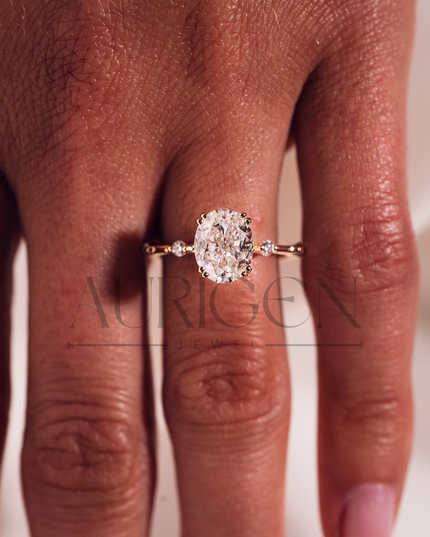 Crushed Ice Oval Cut Moissanite and Lab Grown Diamond Flush Set Engagement Ring