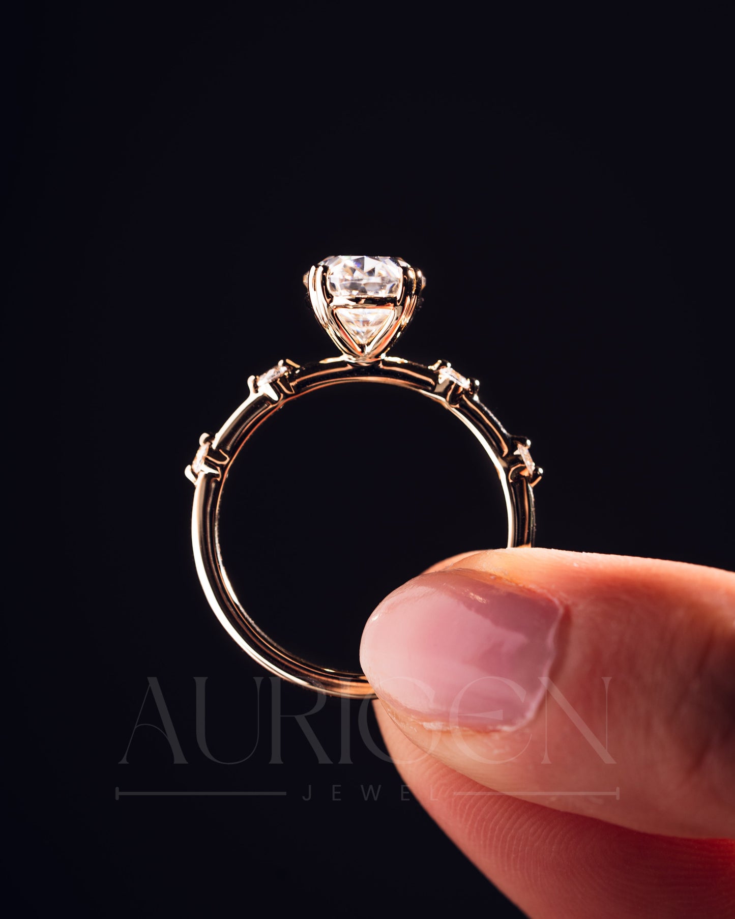 Crushed Ice Oval Cut Moissanite and Lab Grown Diamond Flush Set Engagement Ring
