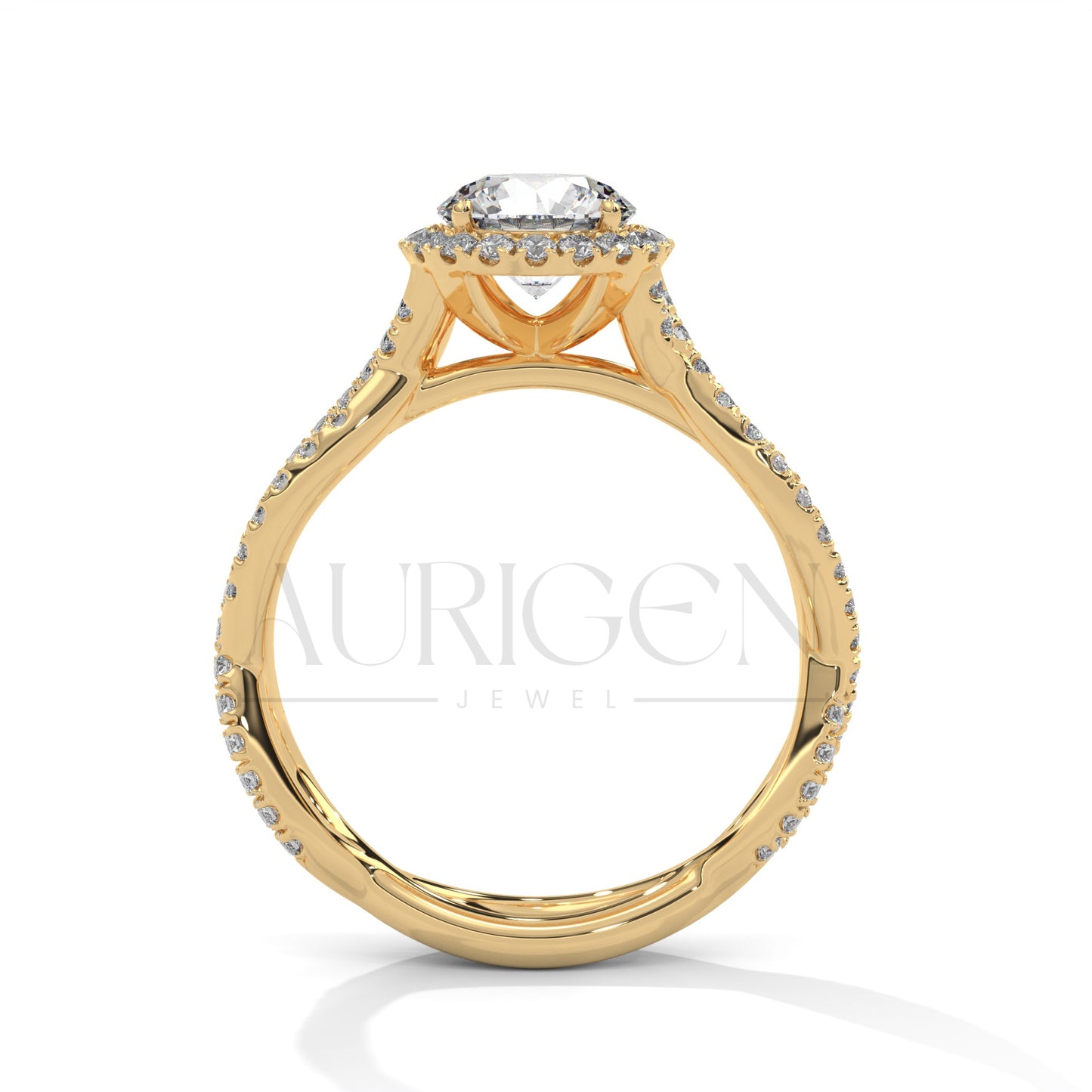 1 Ct Round Brilliant Diamond Ring with Twisted Pave Band