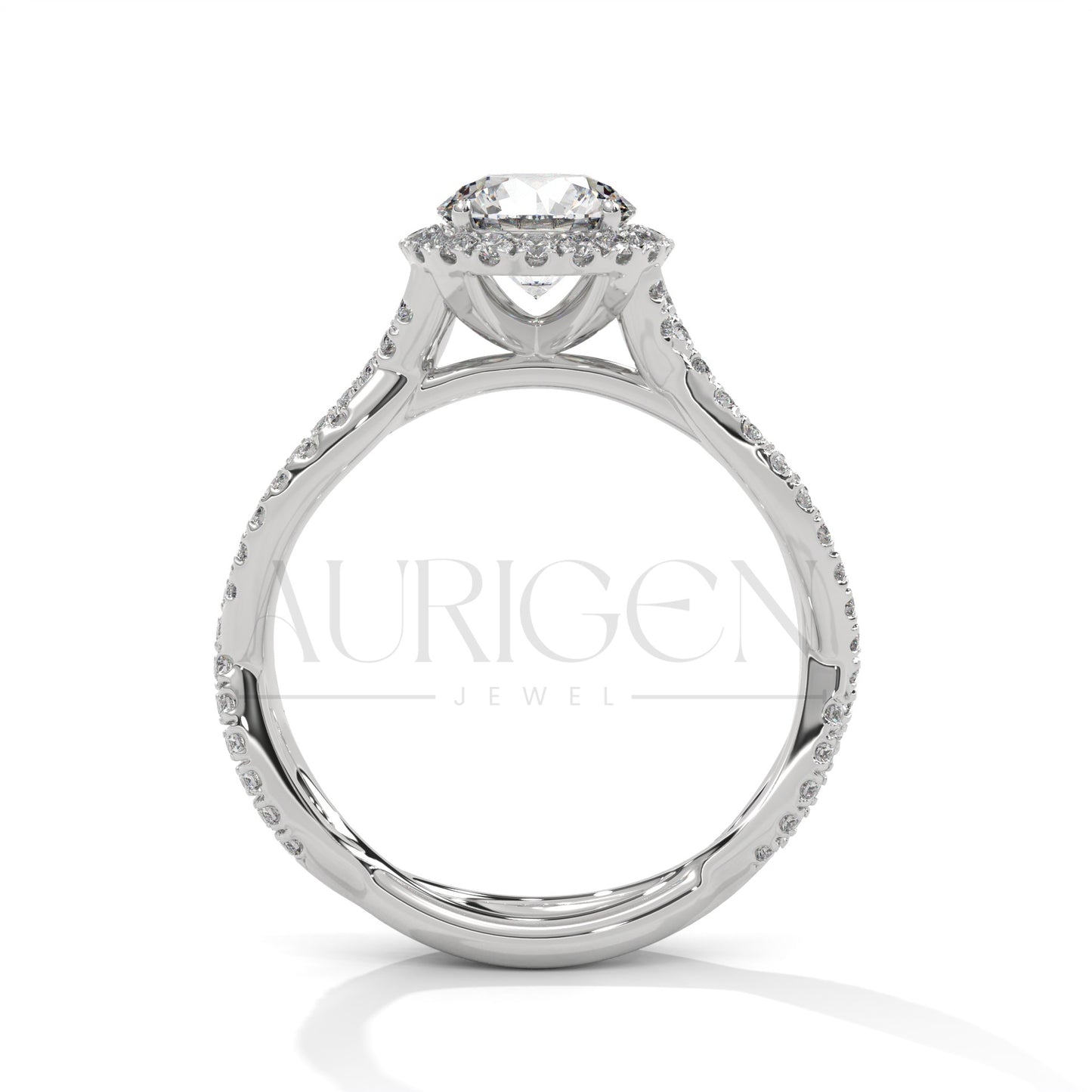 1 Ct Round Brilliant Diamond Ring with Twisted Pave Band
