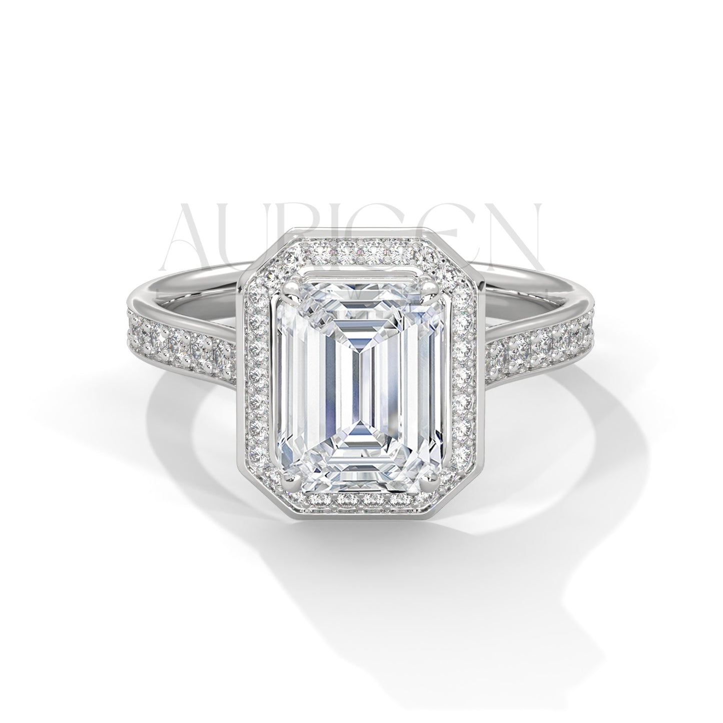 2 Ct Luxury Emerald Diamond Ring with Pave Halo Diamond