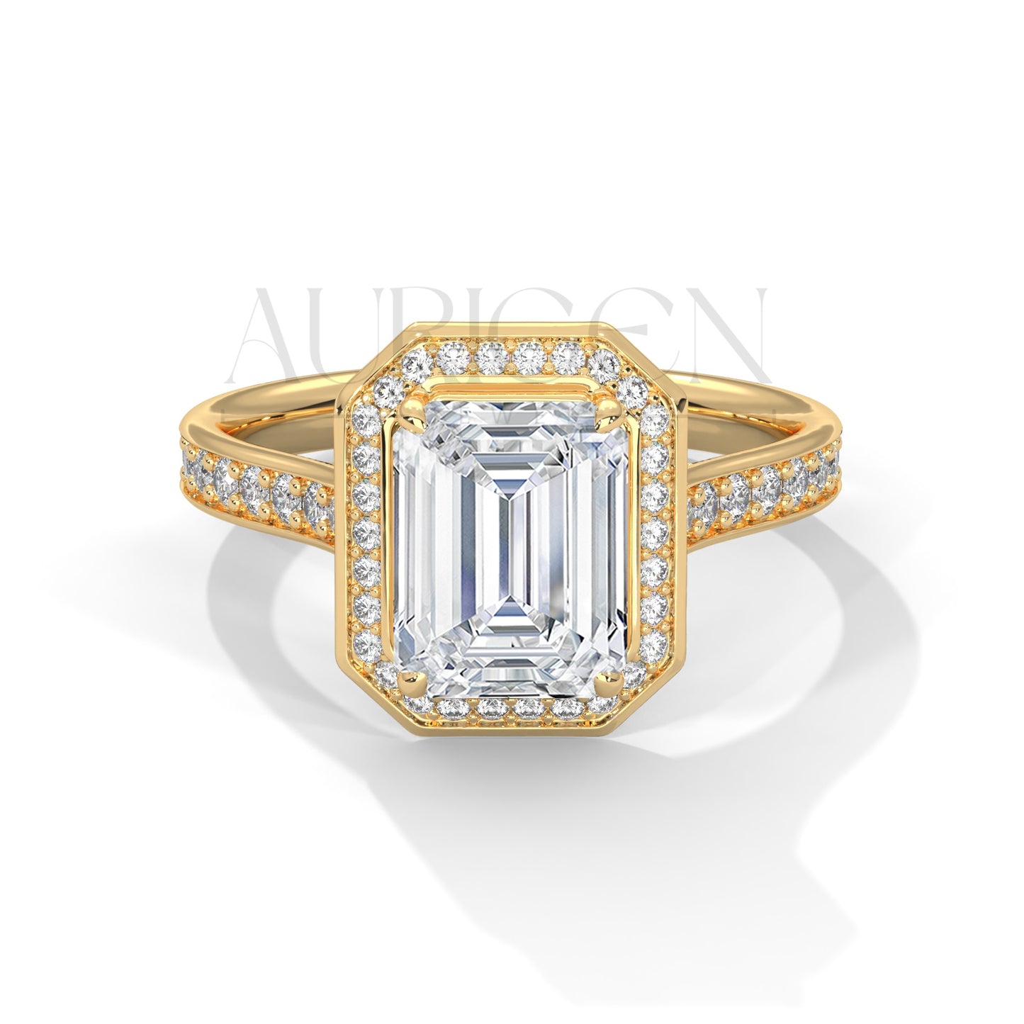 2 Ct Luxury Emerald Diamond Ring with Pave Halo Diamond