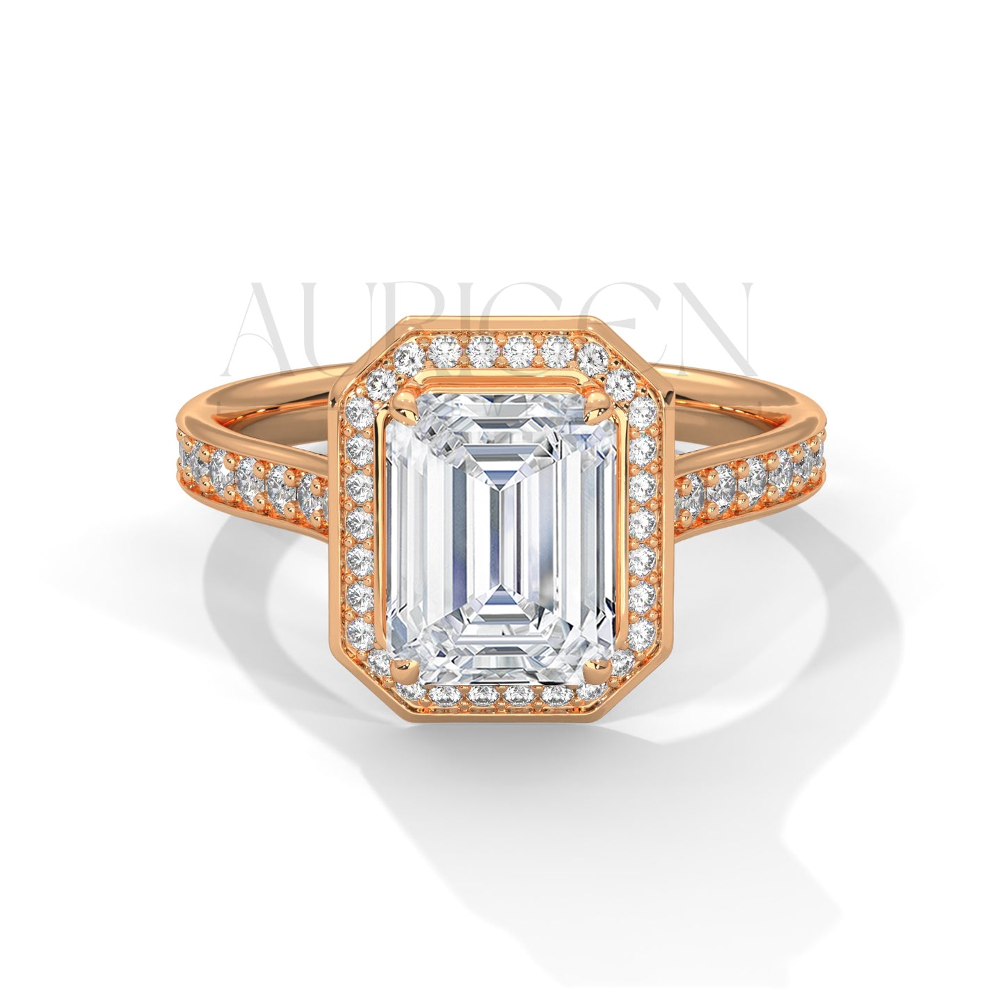 2 Ct Luxury Emerald Diamond Ring with Pave Halo Diamond