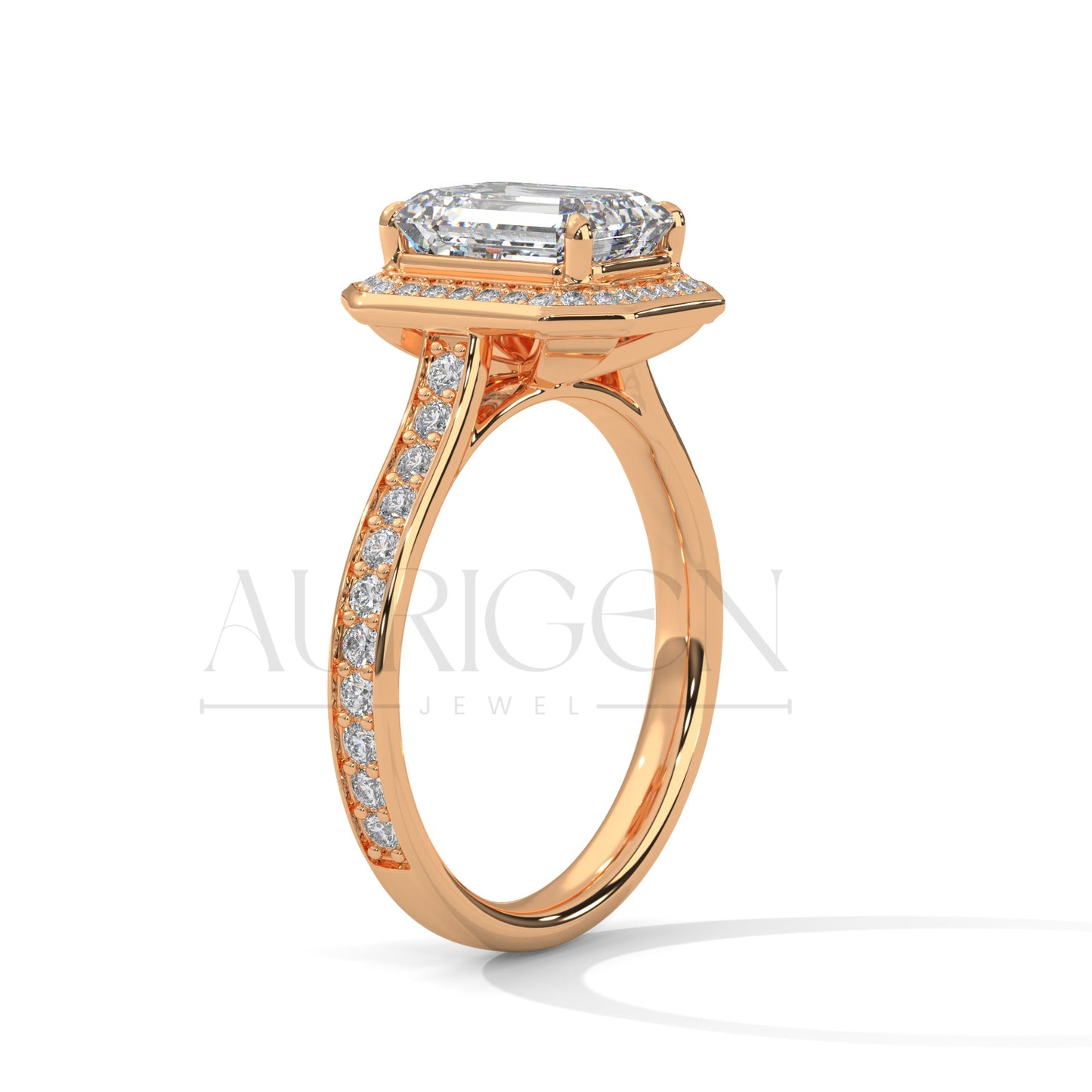 2 Ct Luxury Emerald Diamond Ring with Pave Halo Diamond