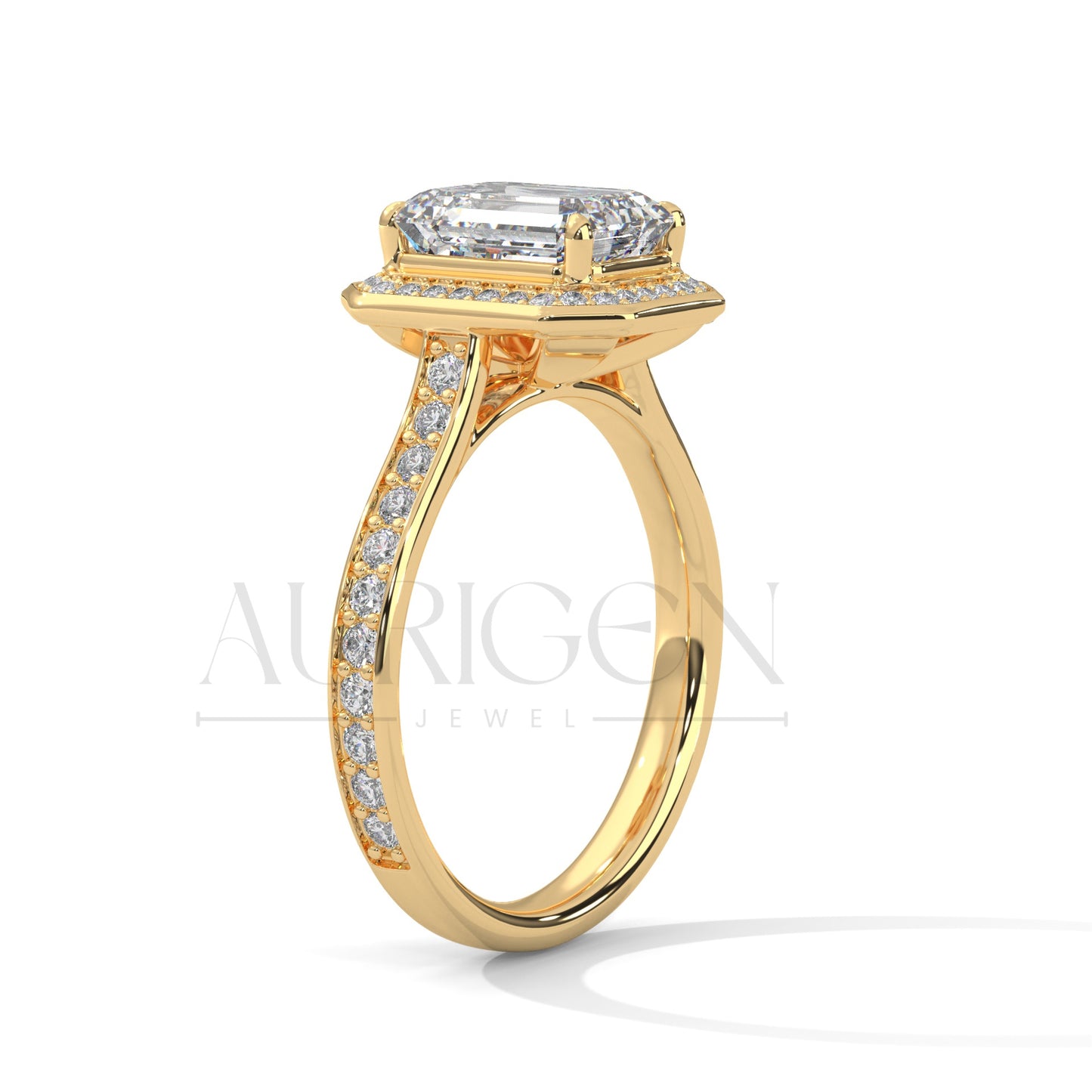 2 Ct Luxury Emerald Diamond Ring with Pave Halo Diamond