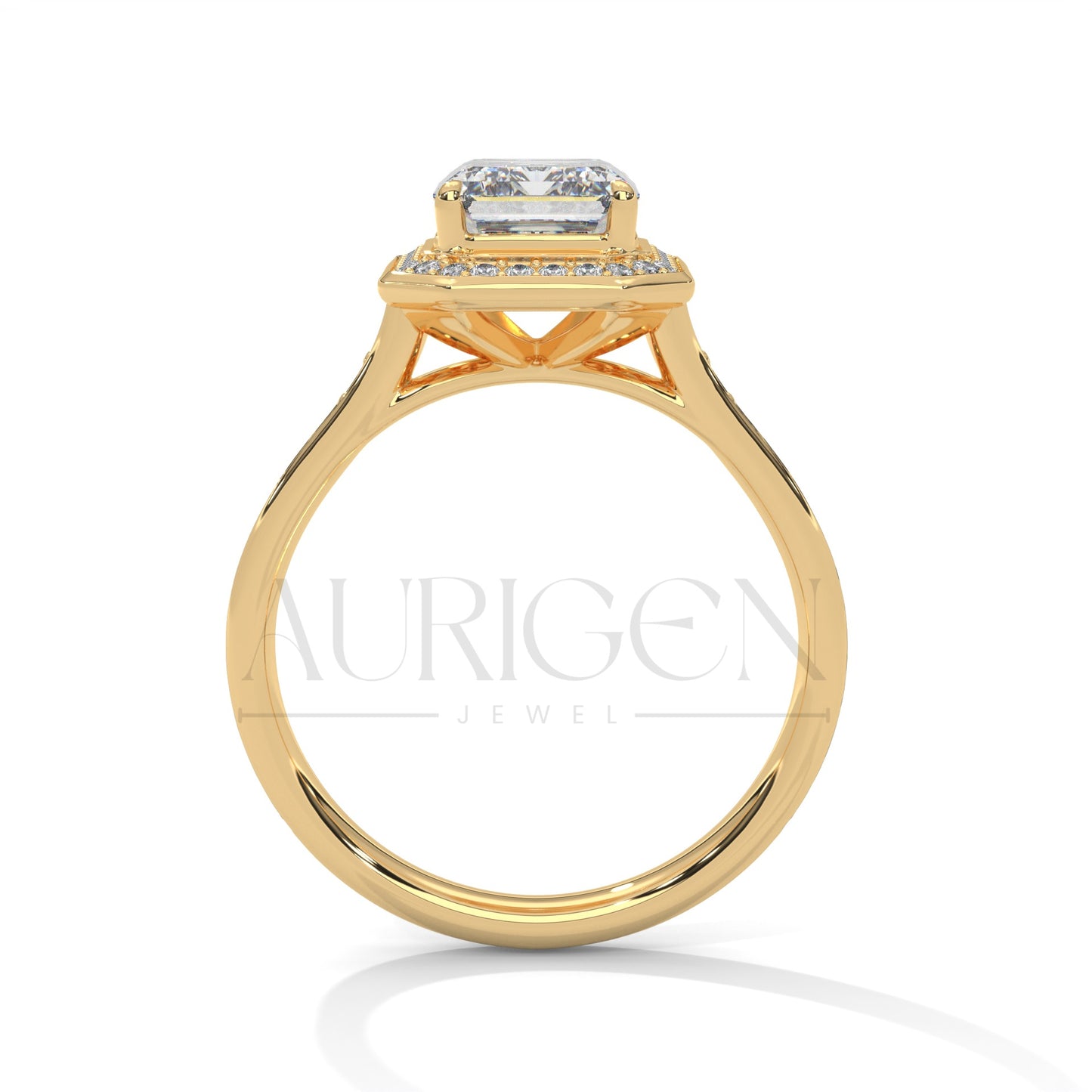 2 Ct Luxury Emerald Diamond Ring with Pave Halo Diamond
