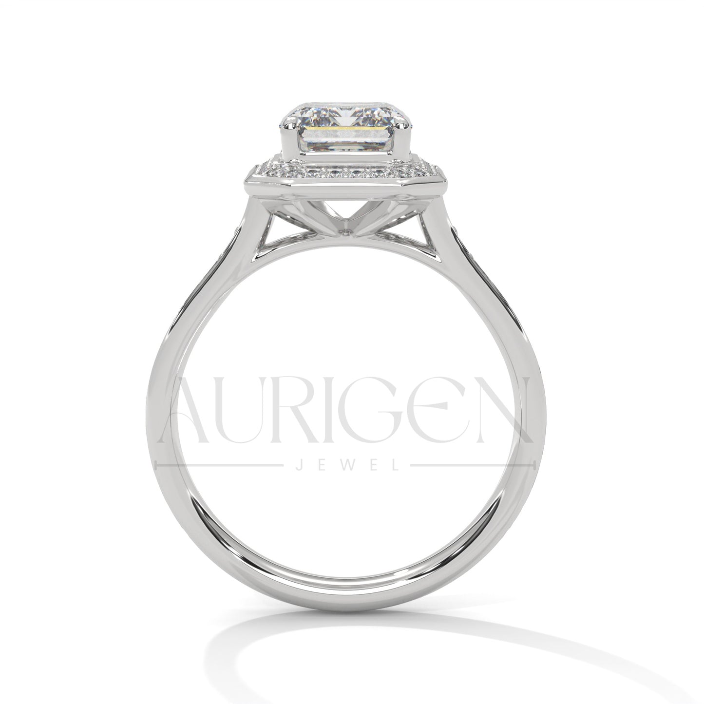 2 Ct Luxury Emerald Diamond Ring with Pave Halo Diamond