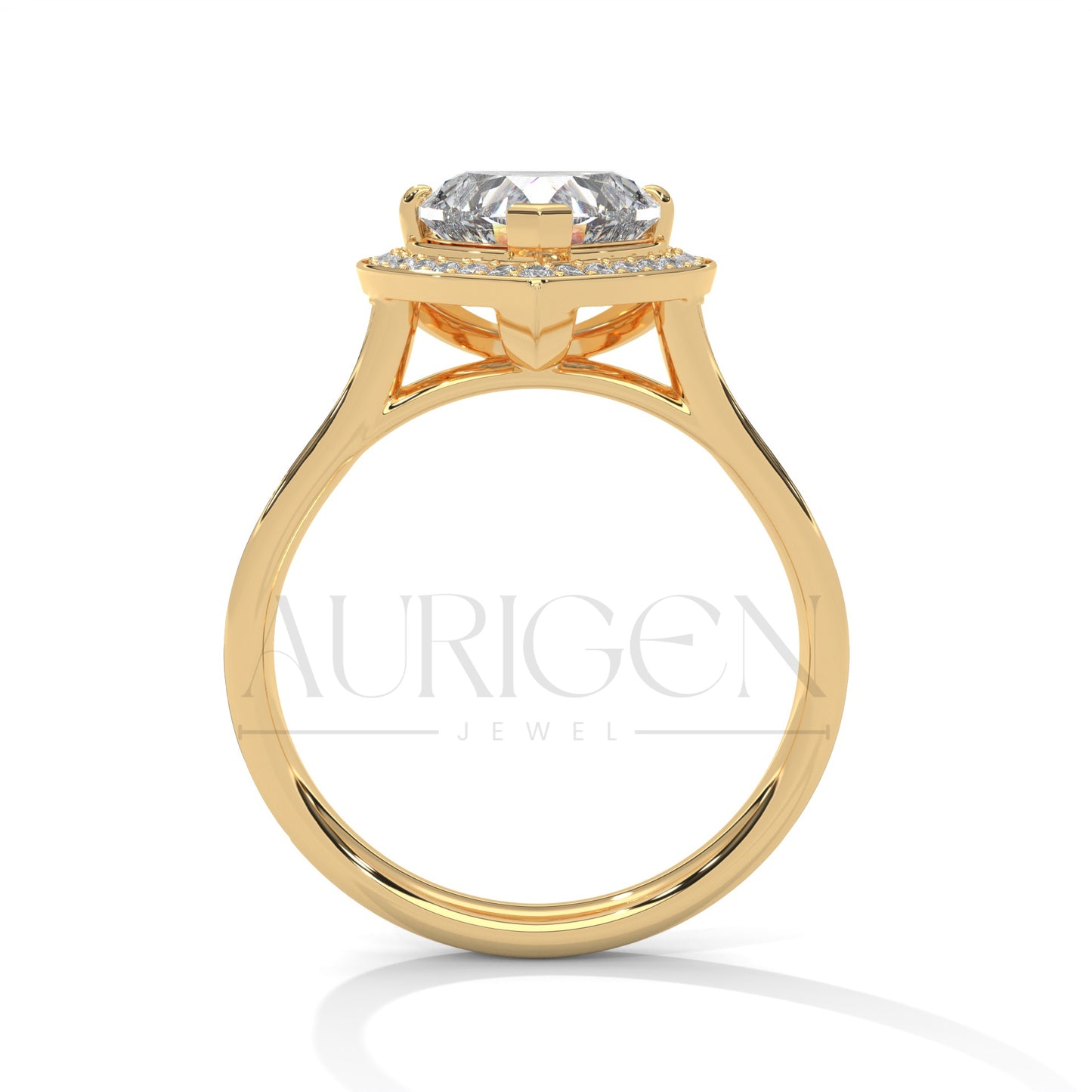 2 Ct Heart Shaped Diamond Halo and Pave Engagement Ring in 14K Solid Gold
