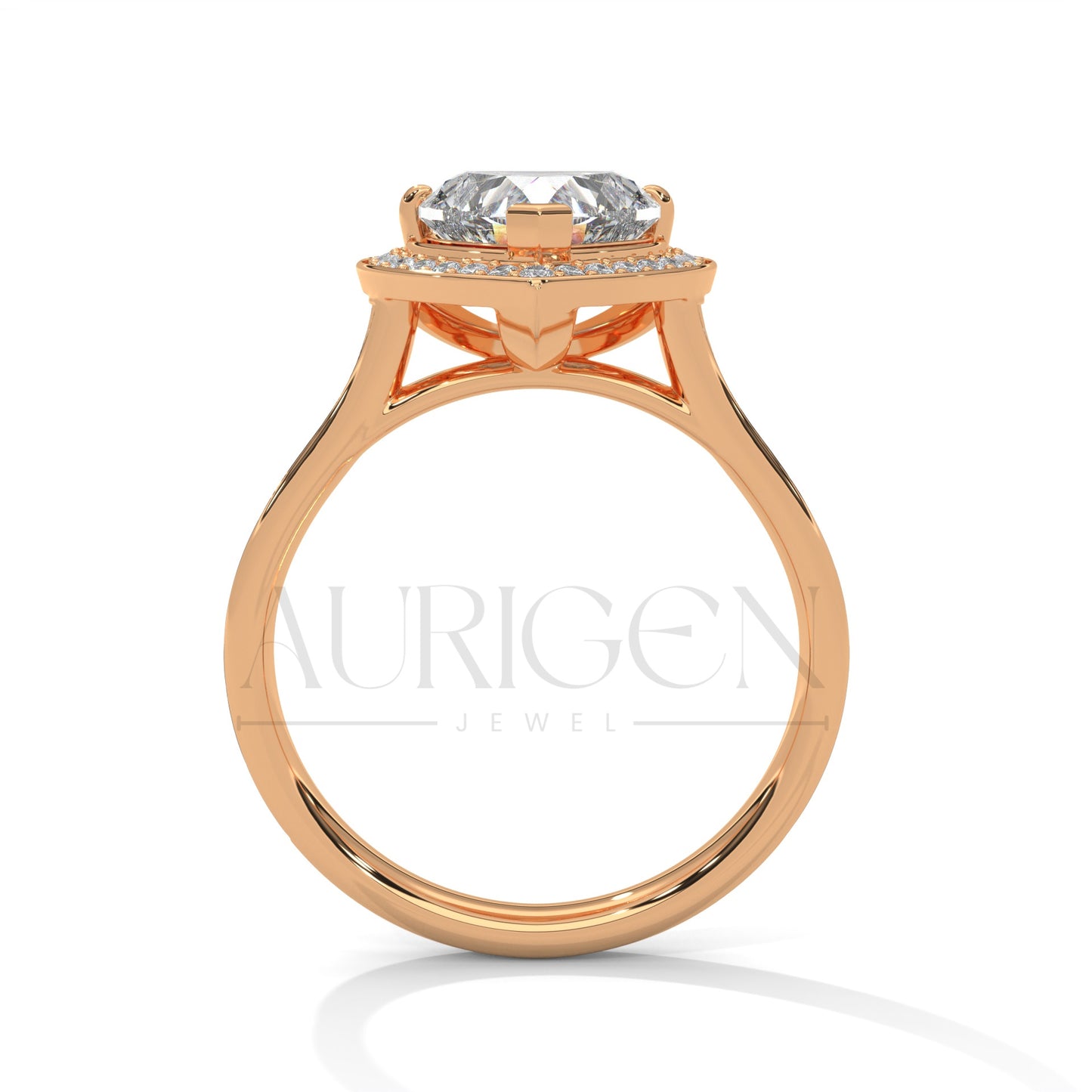 2 Ct Heart Shaped Diamond Halo and Pave Engagement Ring in 14K Solid Gold