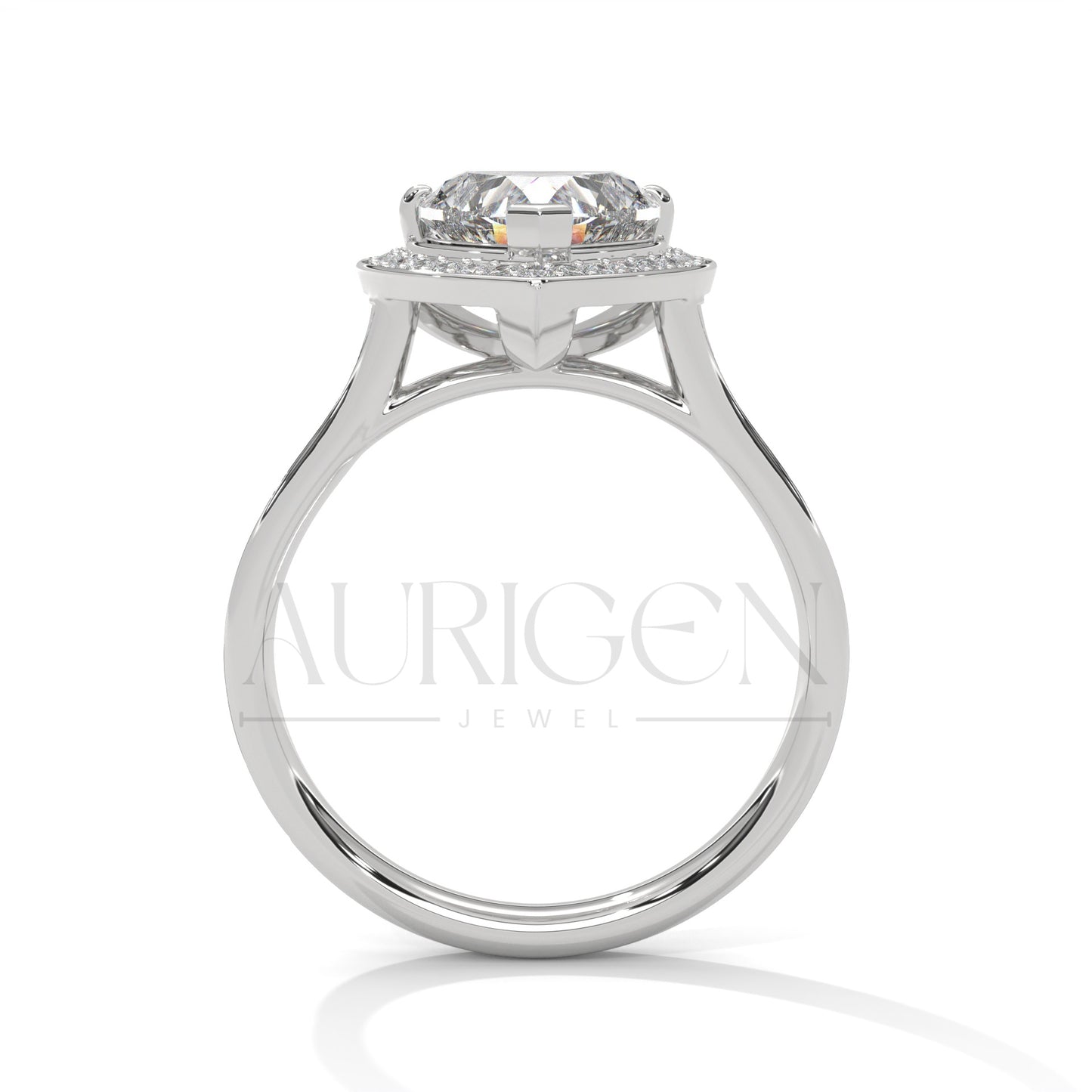 2 Ct Heart Shaped Diamond Halo and Pave Engagement Ring in 14K Solid Gold